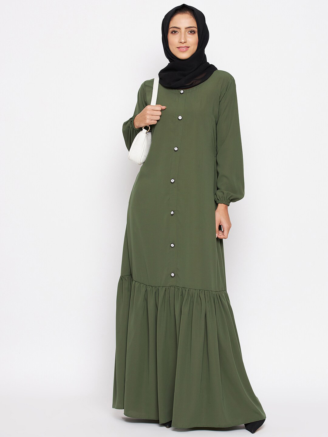 

NABIA Women Green Solid Abaya Burqa