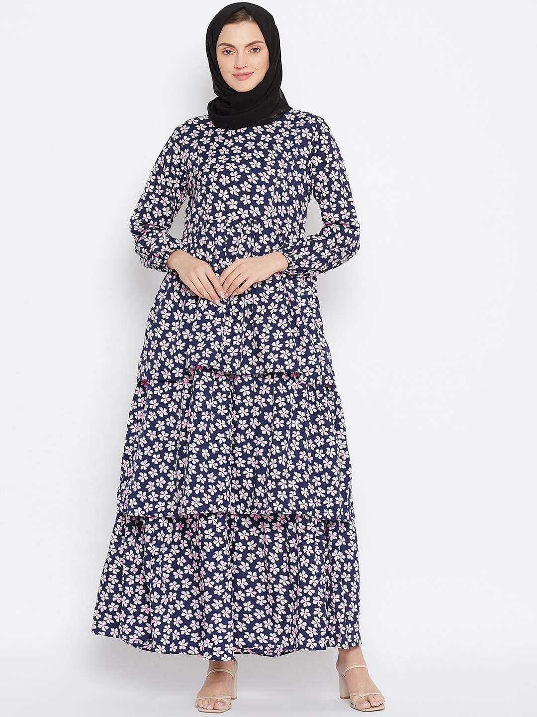 

NABIA Blue Printed Abaya Burqa