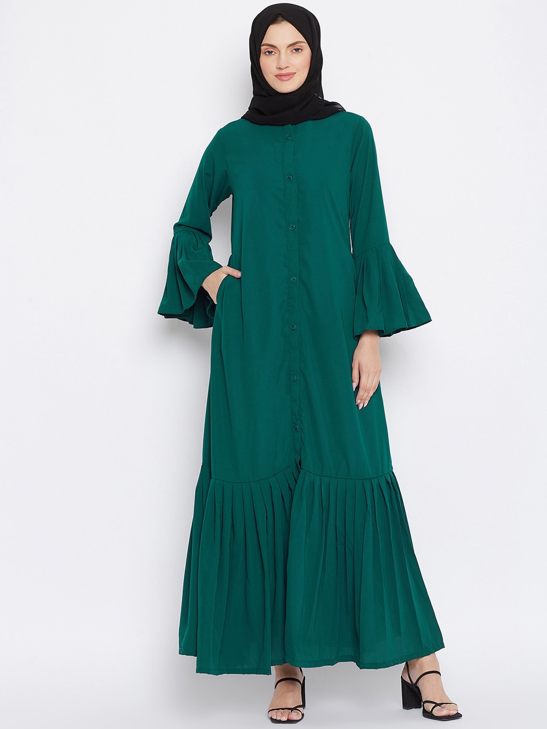 

NABIA Women Green Solid Abaya Burqas