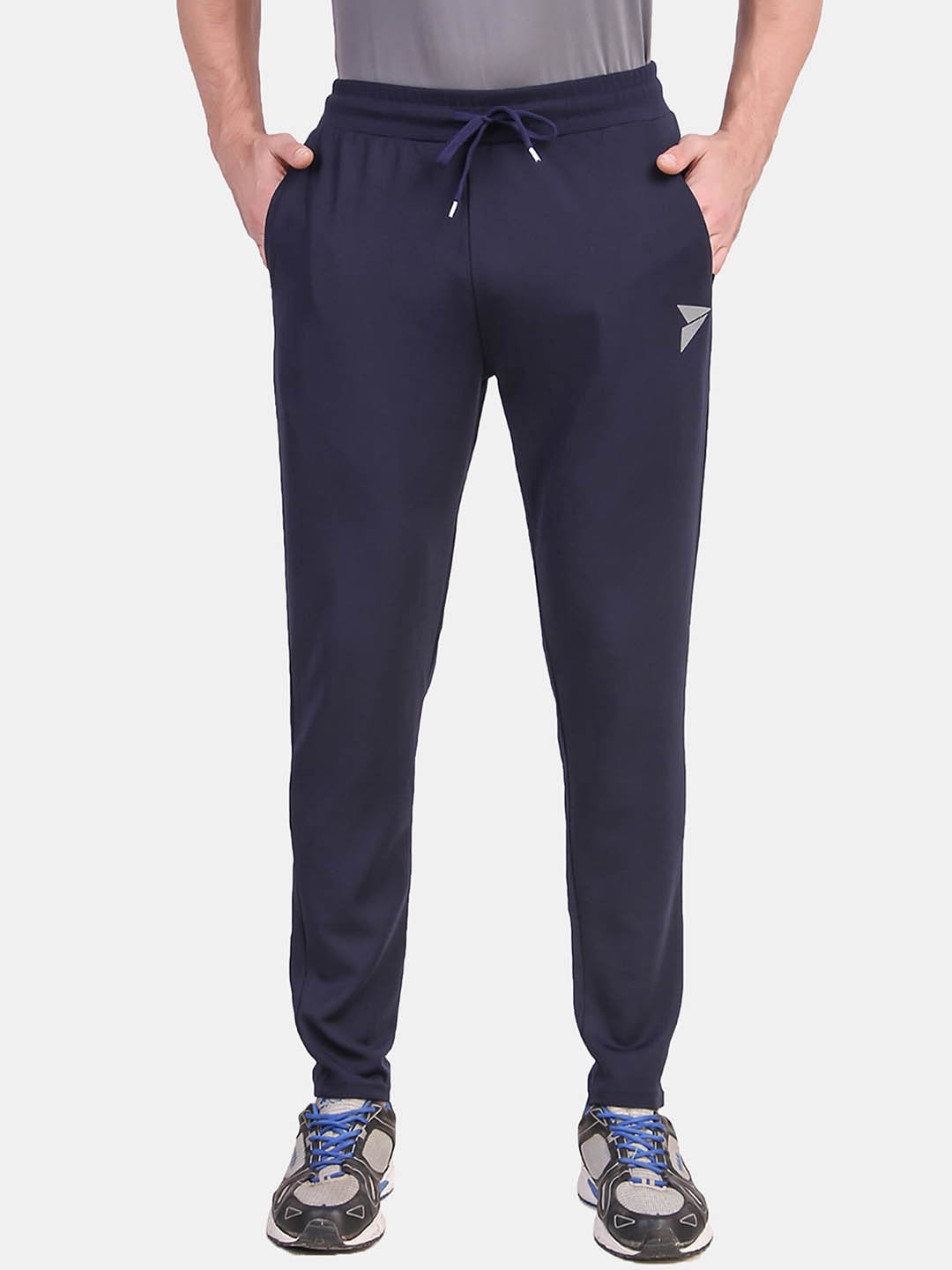 

FITINC Men Navy Blue Solid Slim-Fit Antimicrobial Track Pants