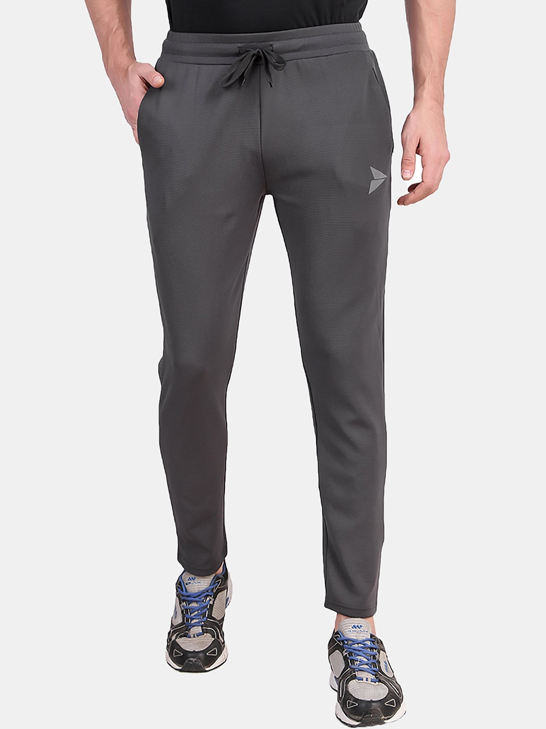 

FITINC Men Grey Solid Slim Fit Antimicrobial Track Pants