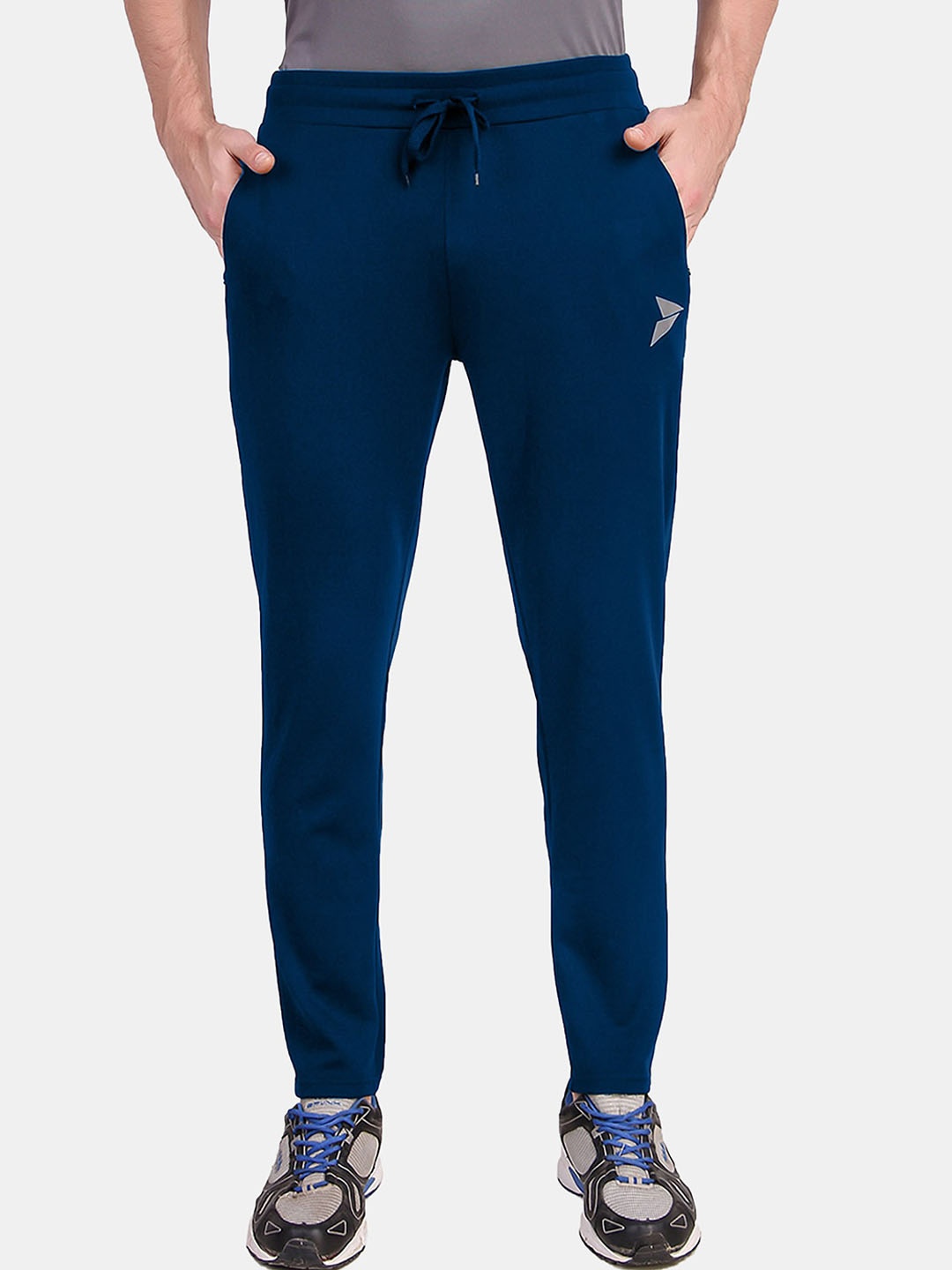 

FITINC Men Blue Solid Slim-Fit Antimicrobial Track Pants