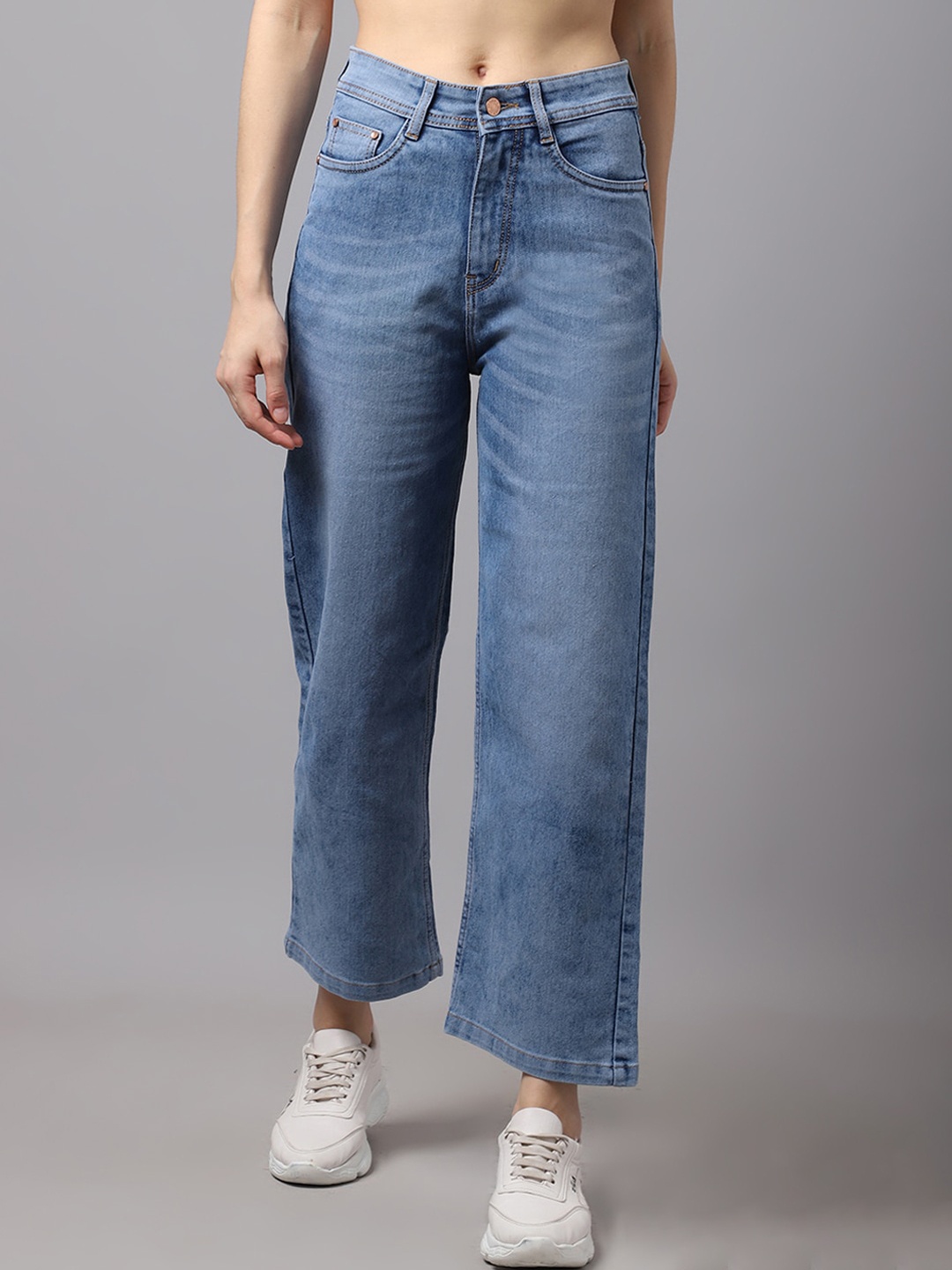 

River Of Design Jeans Women Blue Wide Leg Light Fade Jeans