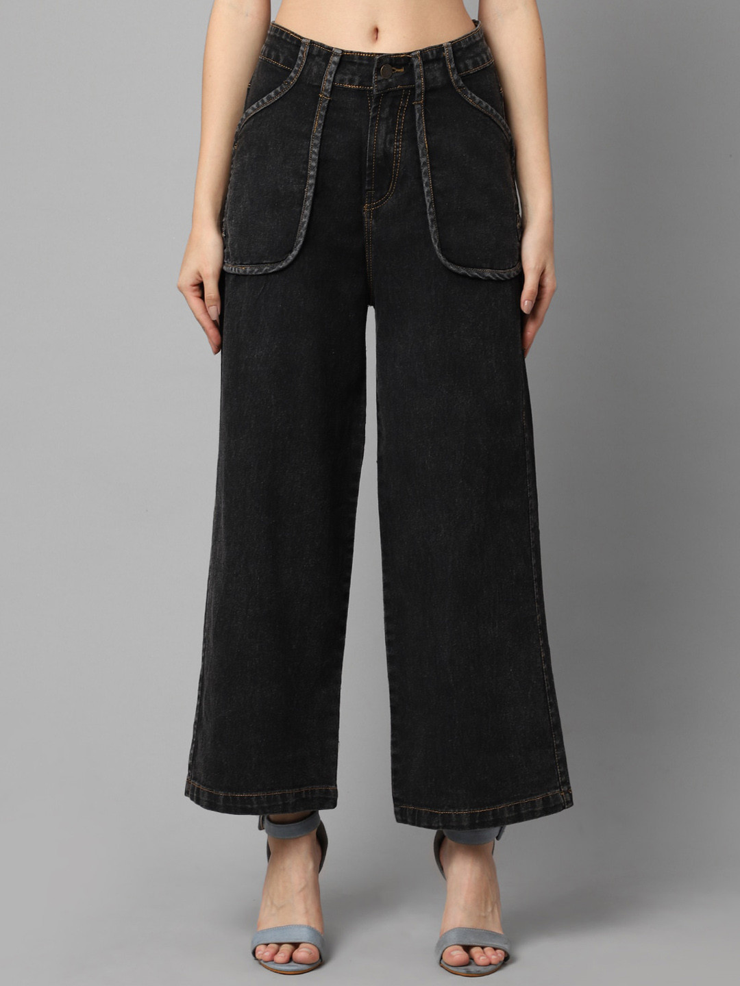 

River Of Design Jeans Women Charcoal Wide Leg Jeans