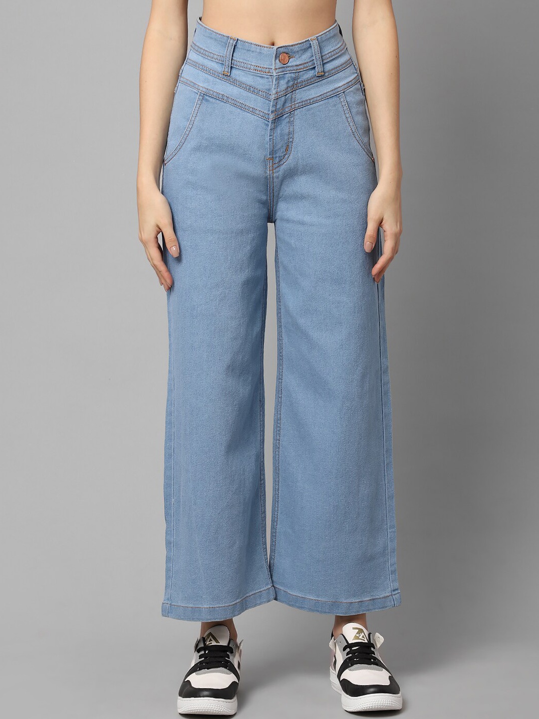 

River Of Design Jeans Women Blue Wide Leg High-Rise Jeans