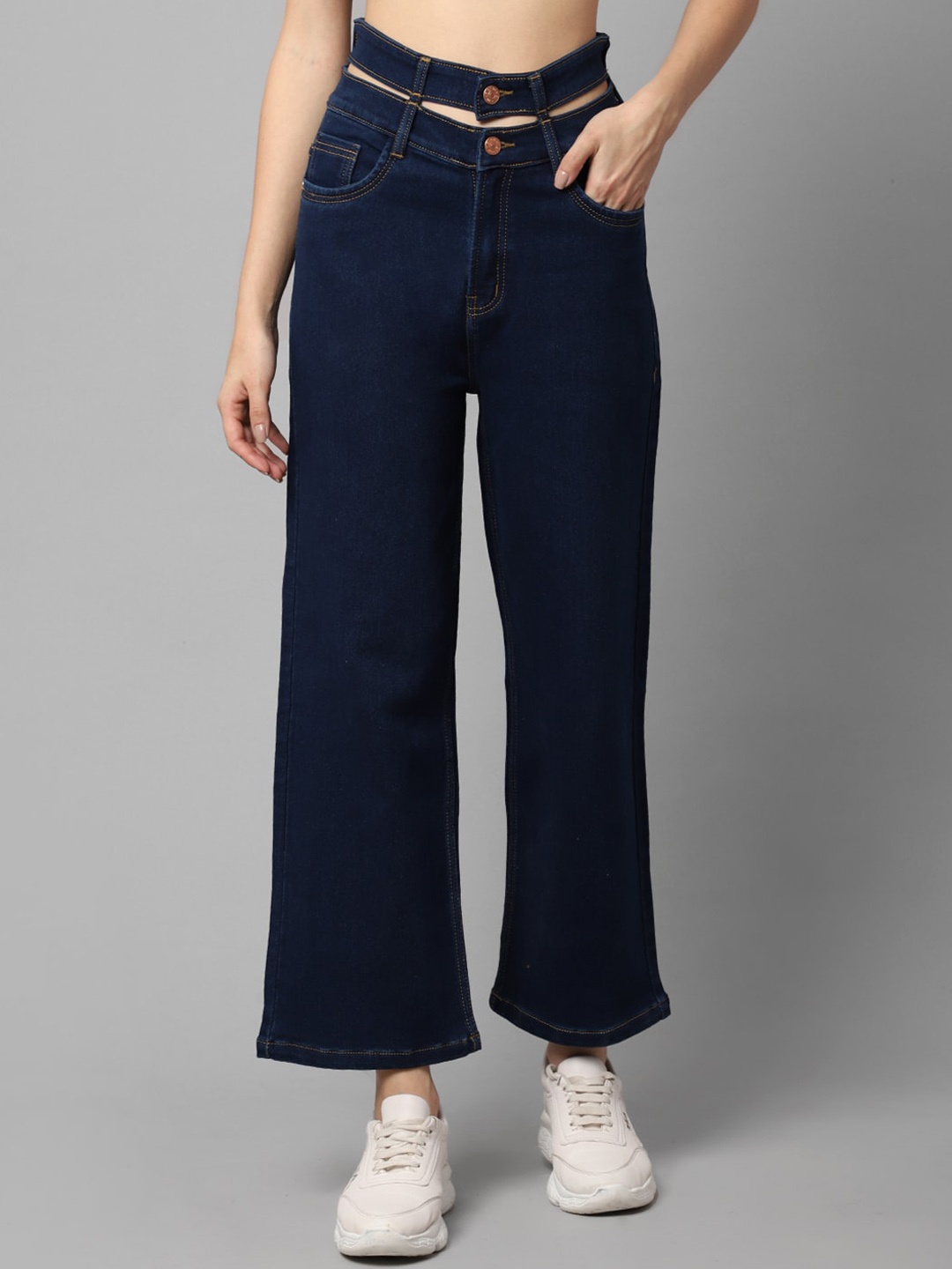 

River Of Design Jeans Women Blue Wide Leg High-Rise Jeans