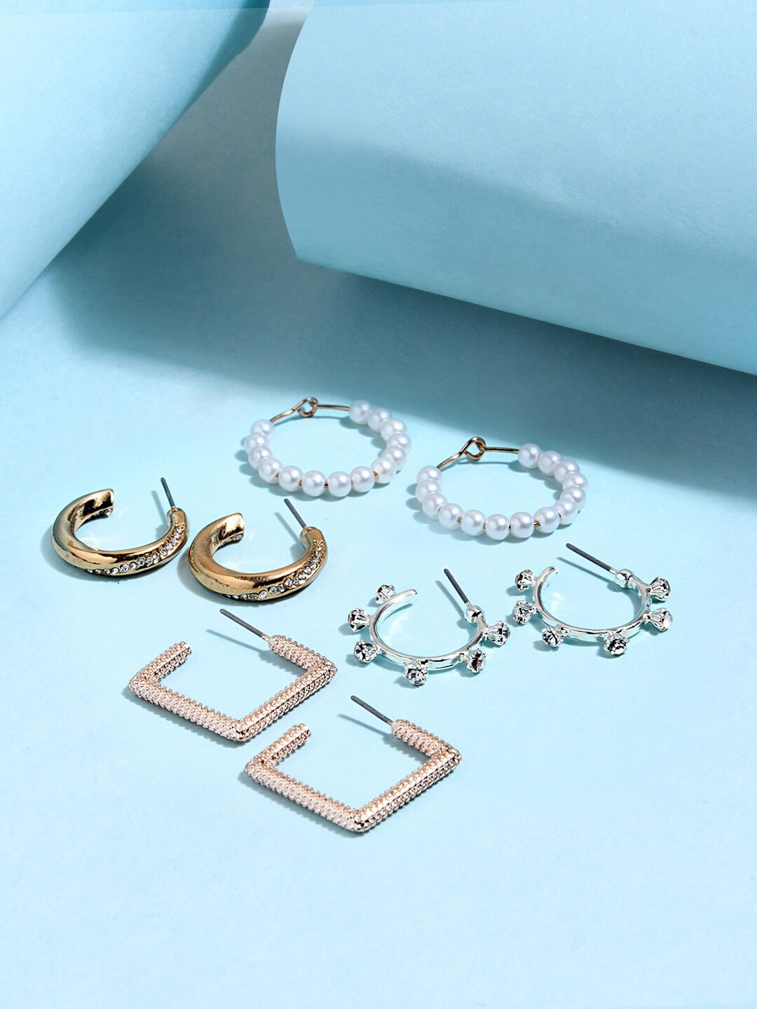 

Lilly & sparkle Set of 4 Gold-Plated & Silver-Toned Geometric Half Hoop Earrings