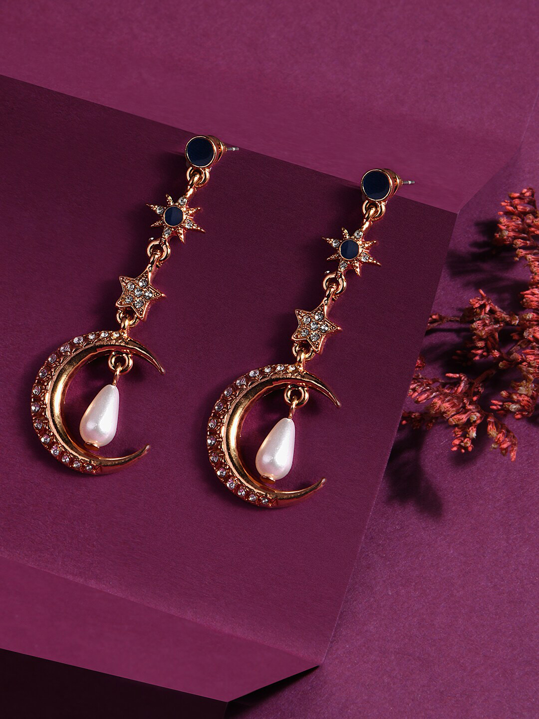 

Lilly & sparkle Women Gold-Plated Contemporary Drop Earrings