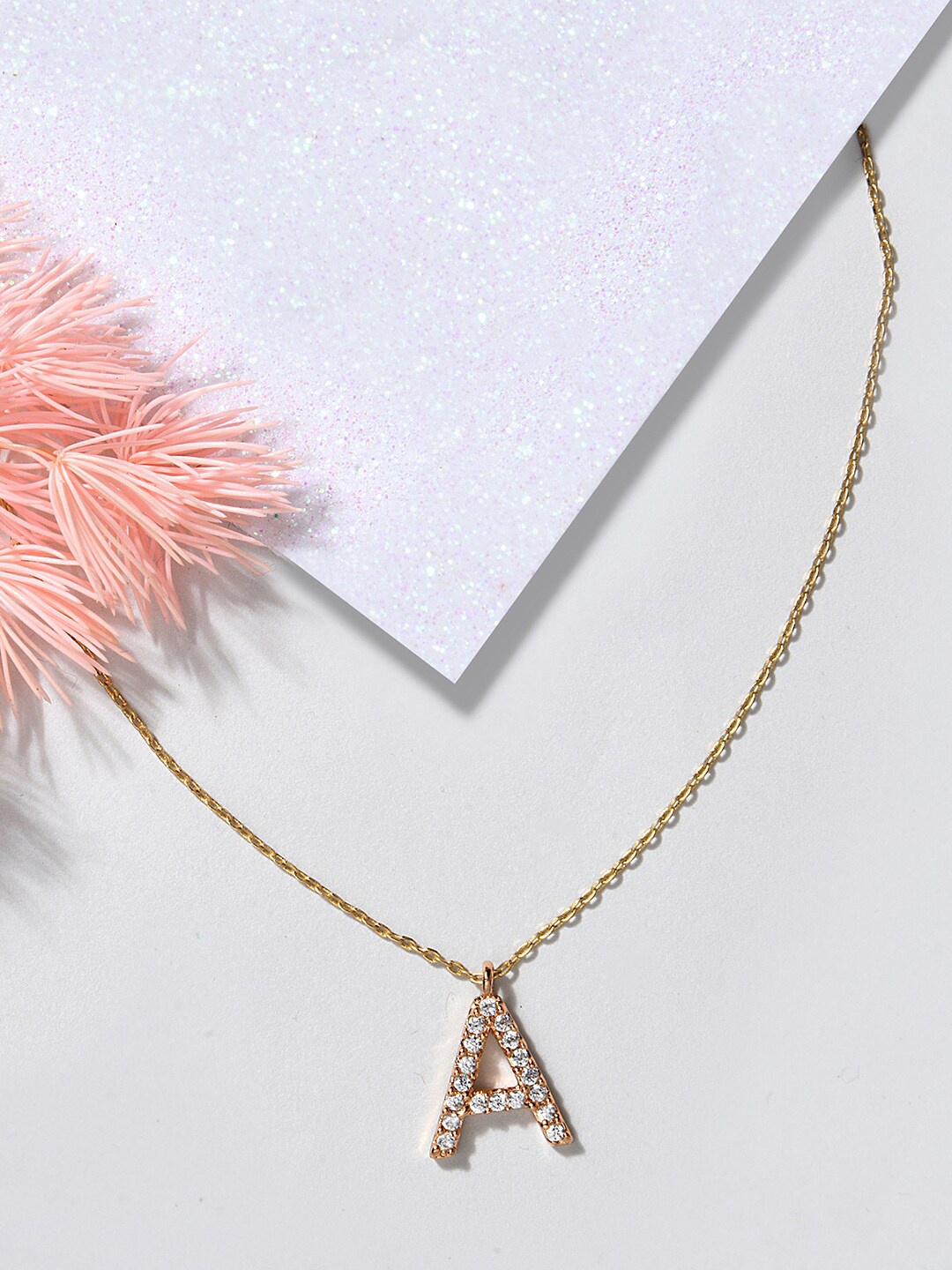 

Lilly & sparkle White Brass Gold-Plated CZ Studded Necklace