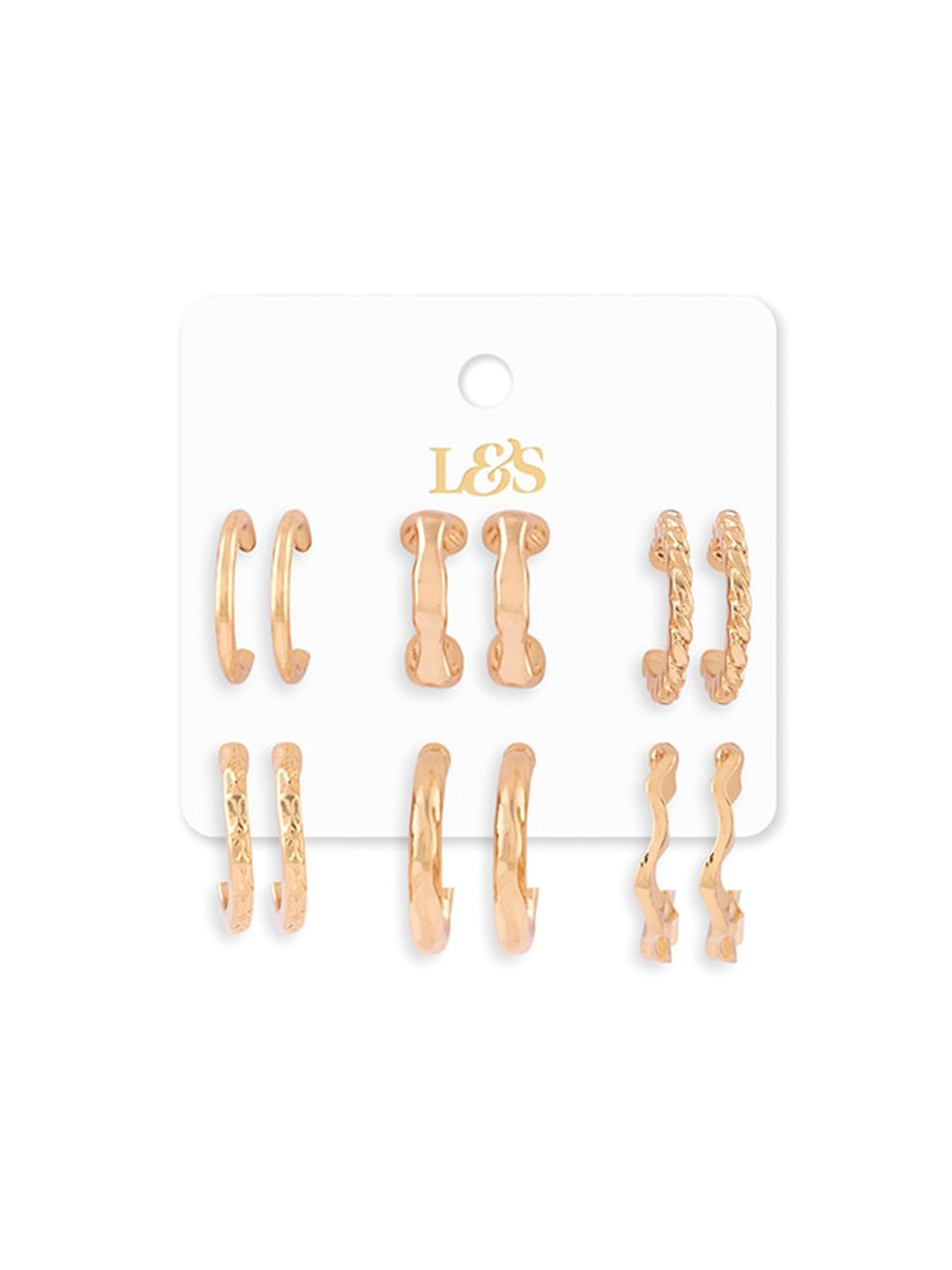 

Lilly & sparkle Set of 6 Gold-Plated Circular Half Hoop Earrings