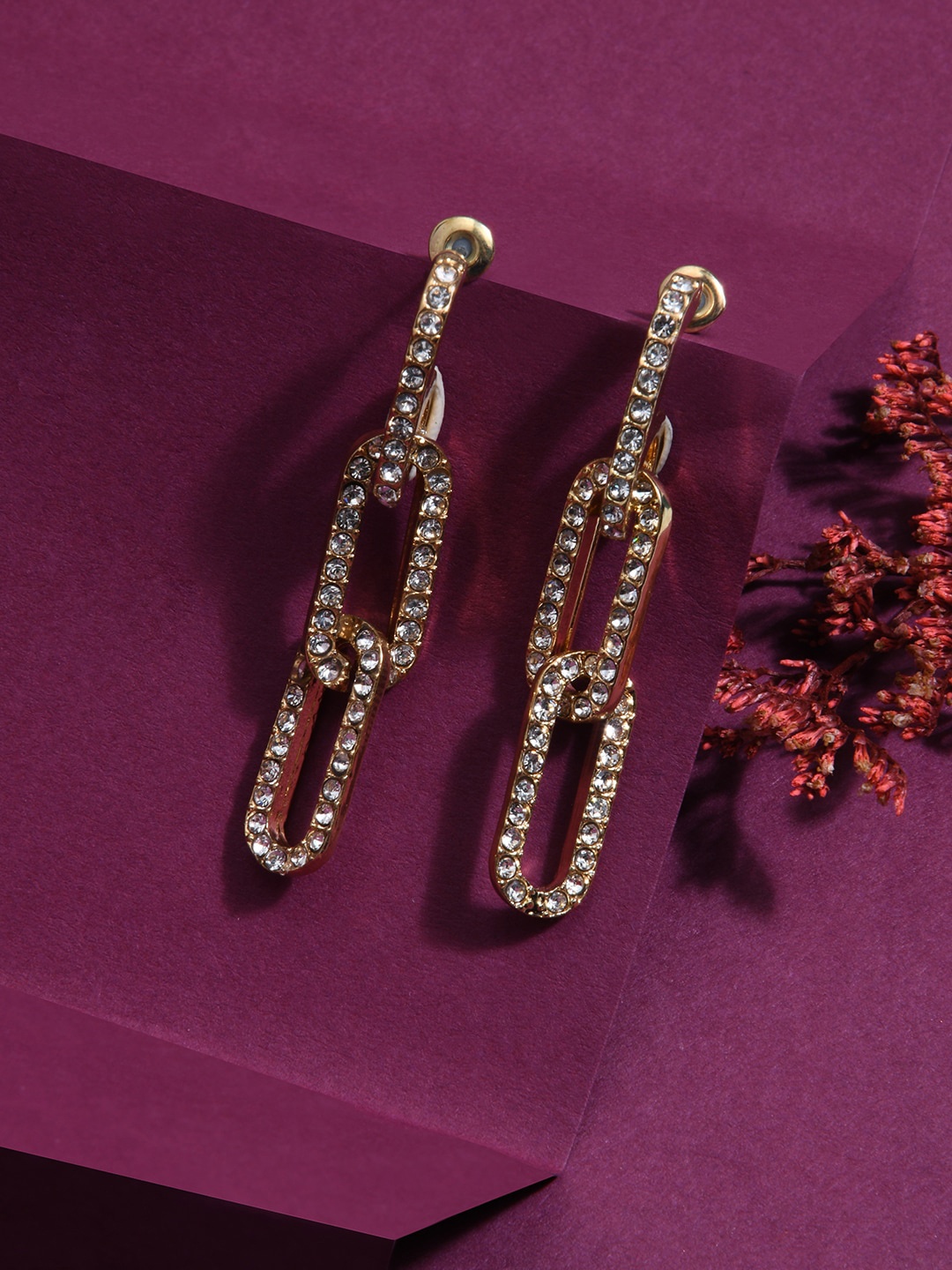 

Lilly & sparkle White Gold-Plated Geometric Drop Earrings