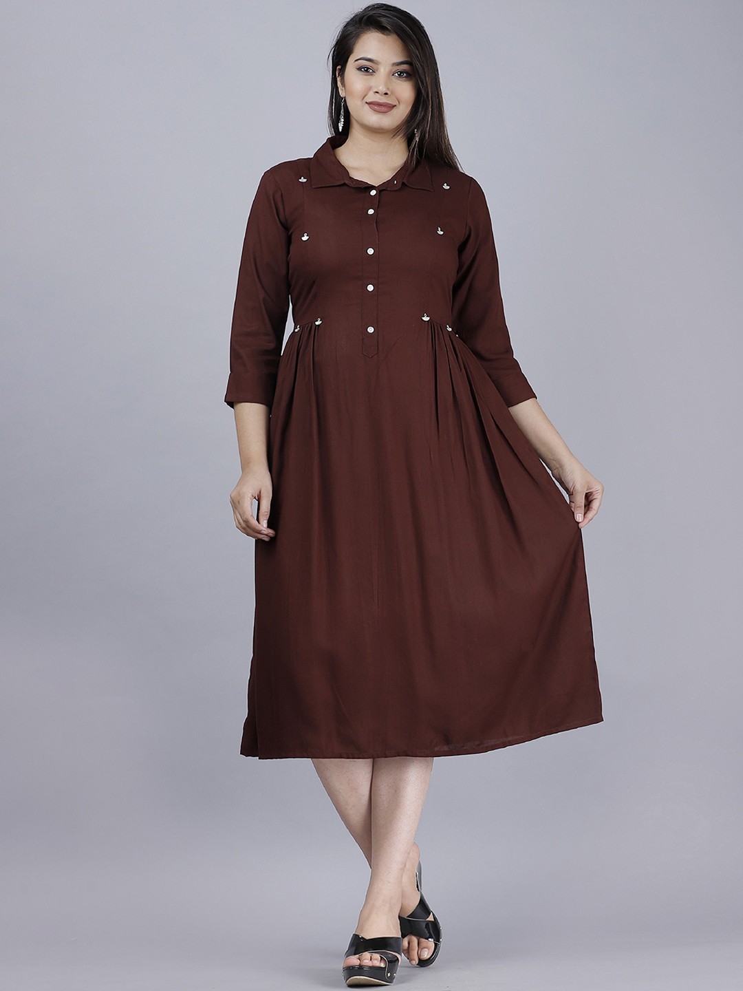 

PNEHA Women Brown A-Line Kurta
