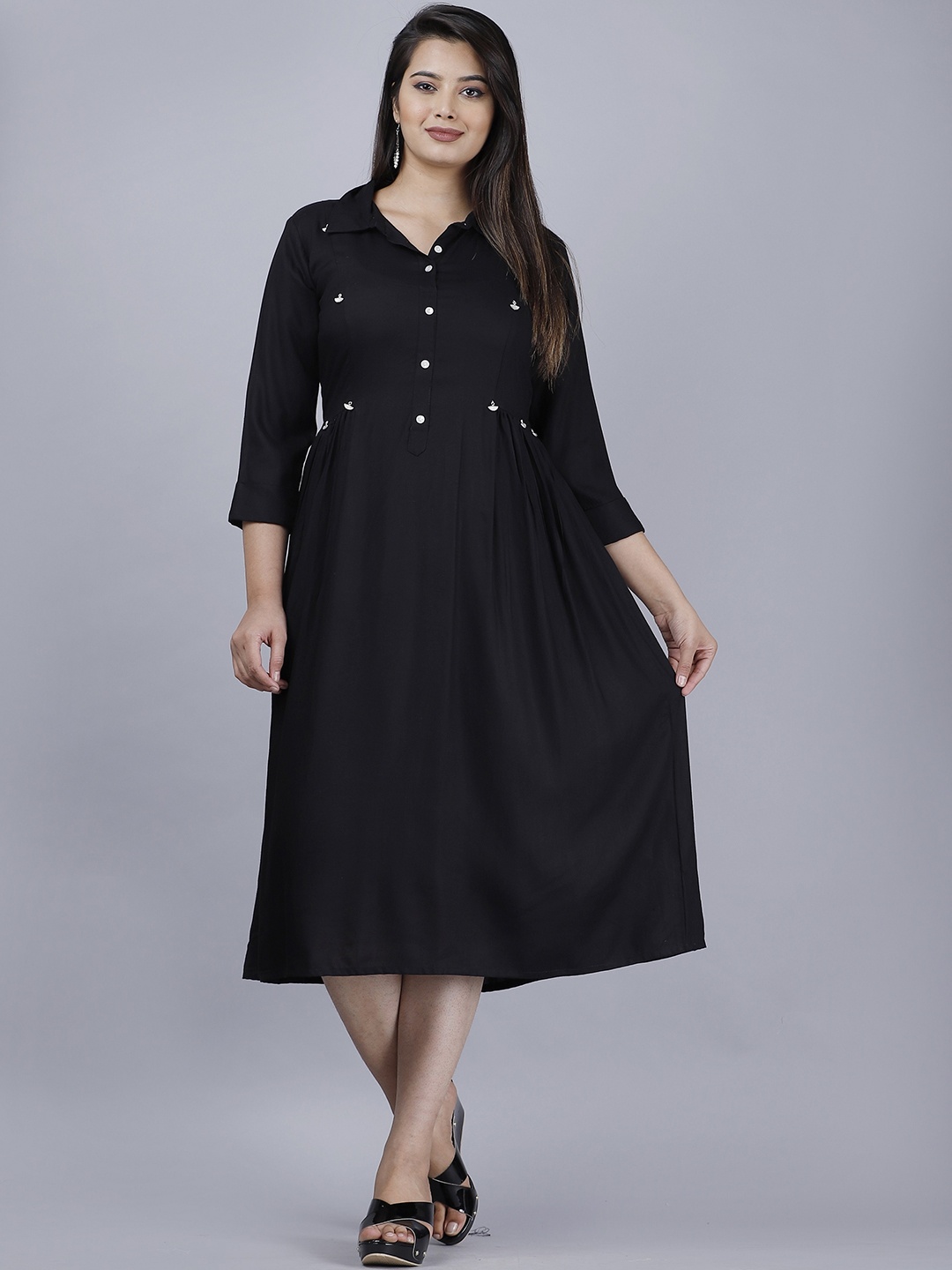 

PNEHA Women Black Solid Kurta