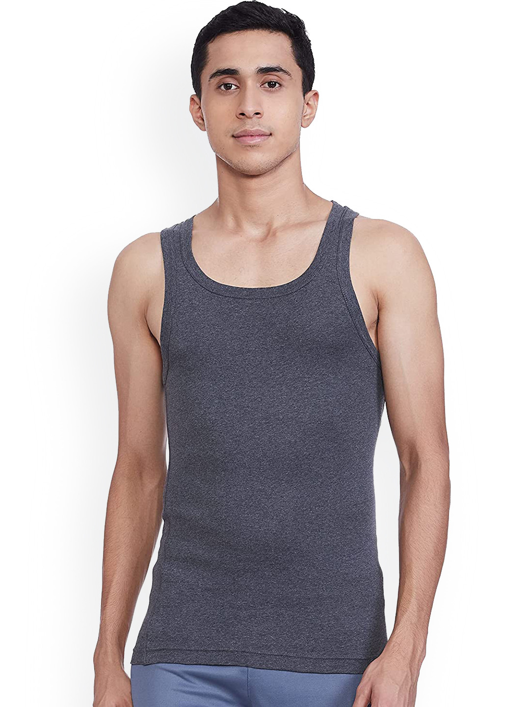 

Macroman M-Series Men Grey Solid Cotton Innerwear Vests