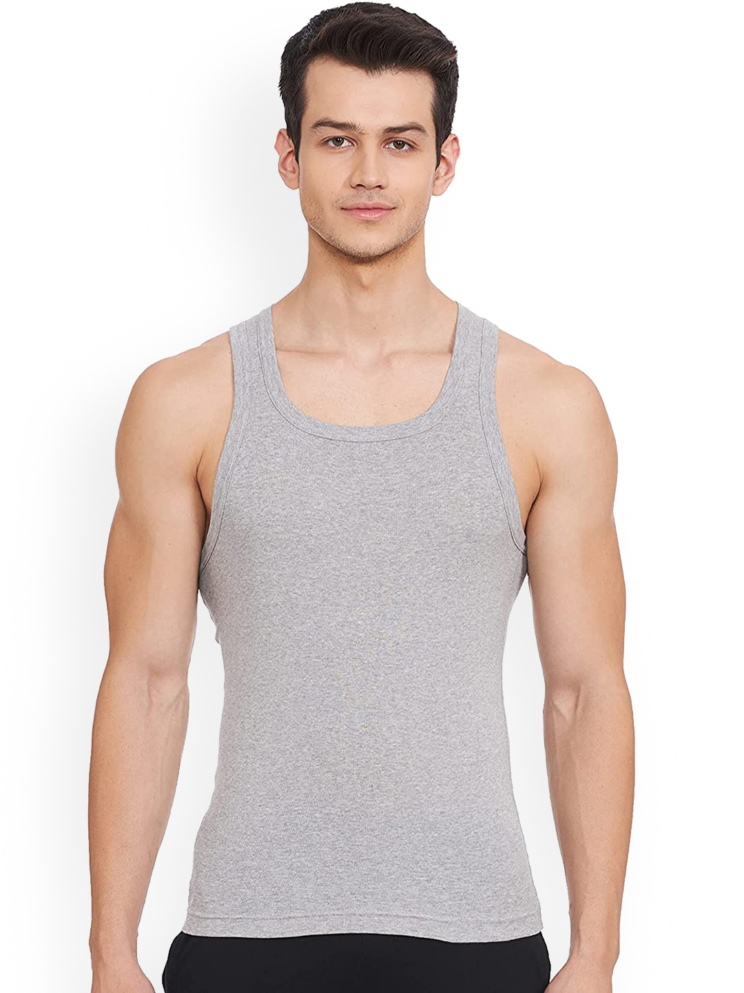 

Macroman M-Series Men Grey Solid Cotton Innerwear Vest
