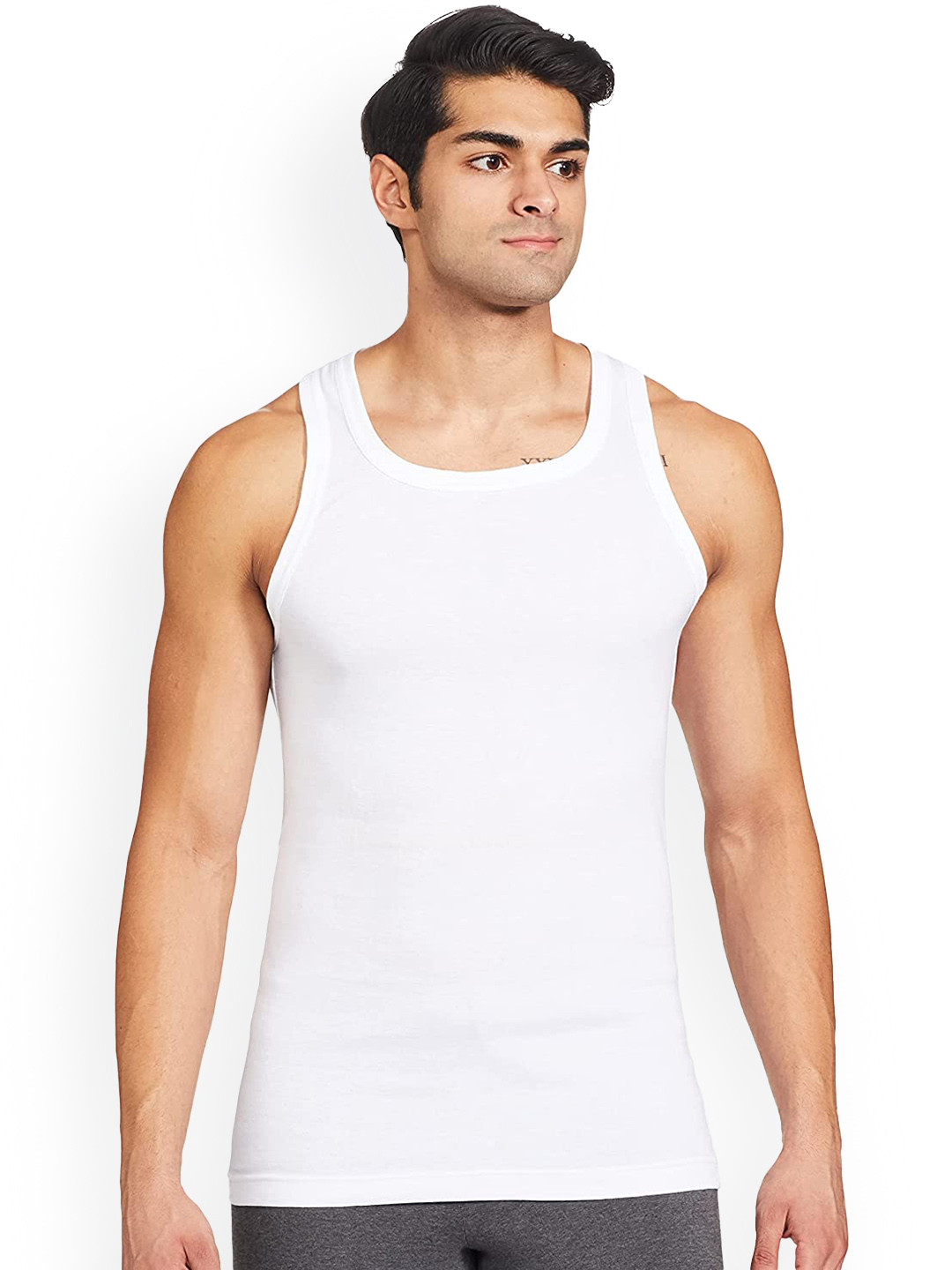 

Macroman M-Series Men White Solid Innerwear Vests