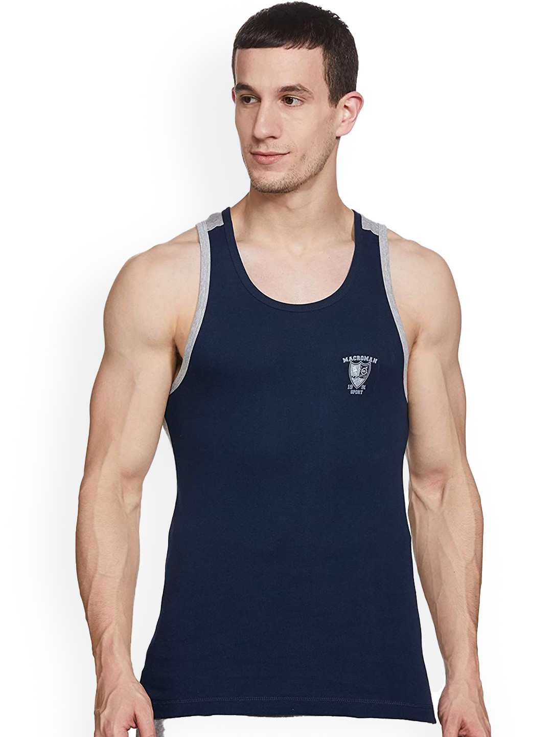 

Macroman M-Series Men Navy Blue Cotton Innerwear Vests