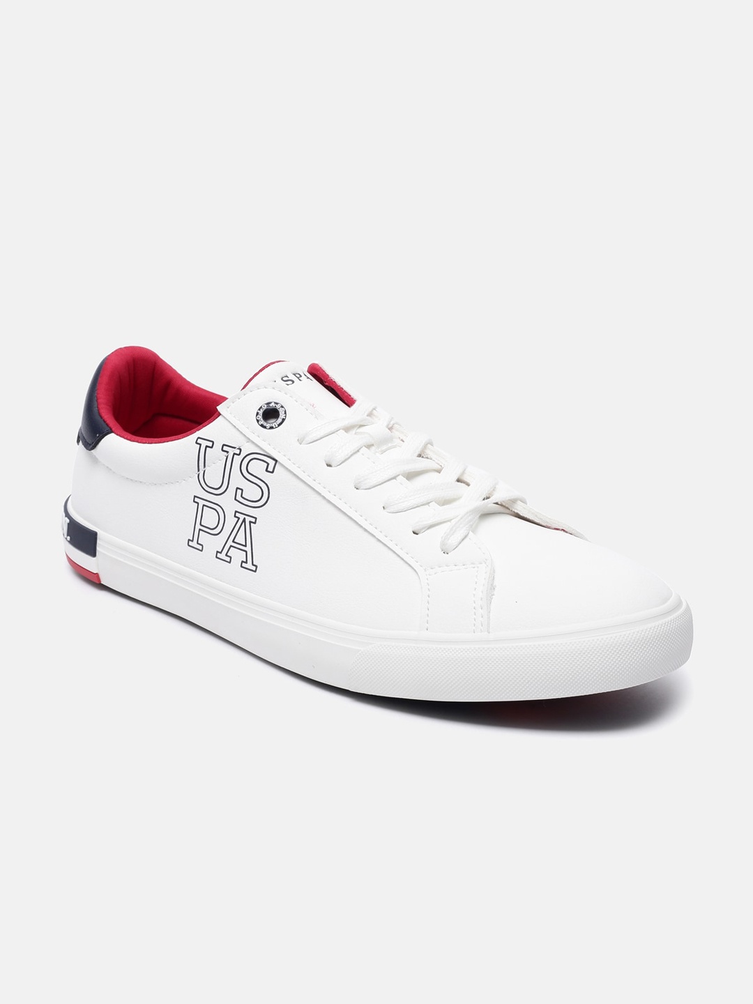 

U S Polo Assn Men Off White Printed PU Sneakers