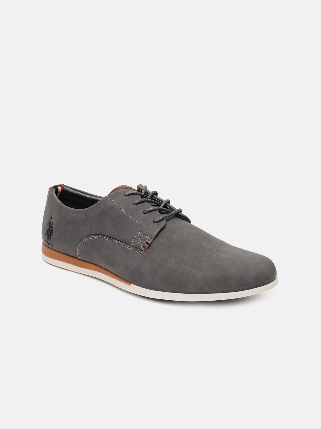 

U.S. Polo Assn. Men Grey RUNE PU Smart Casual Derbys