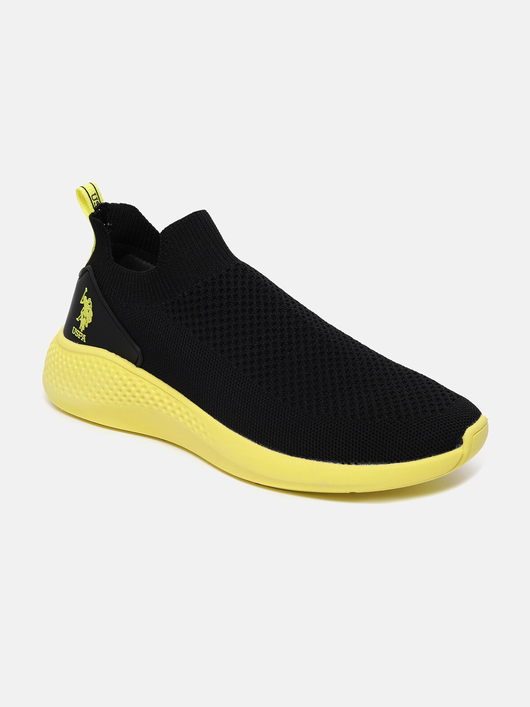 

U S Polo Assn Men Black Textile Walking Shoes