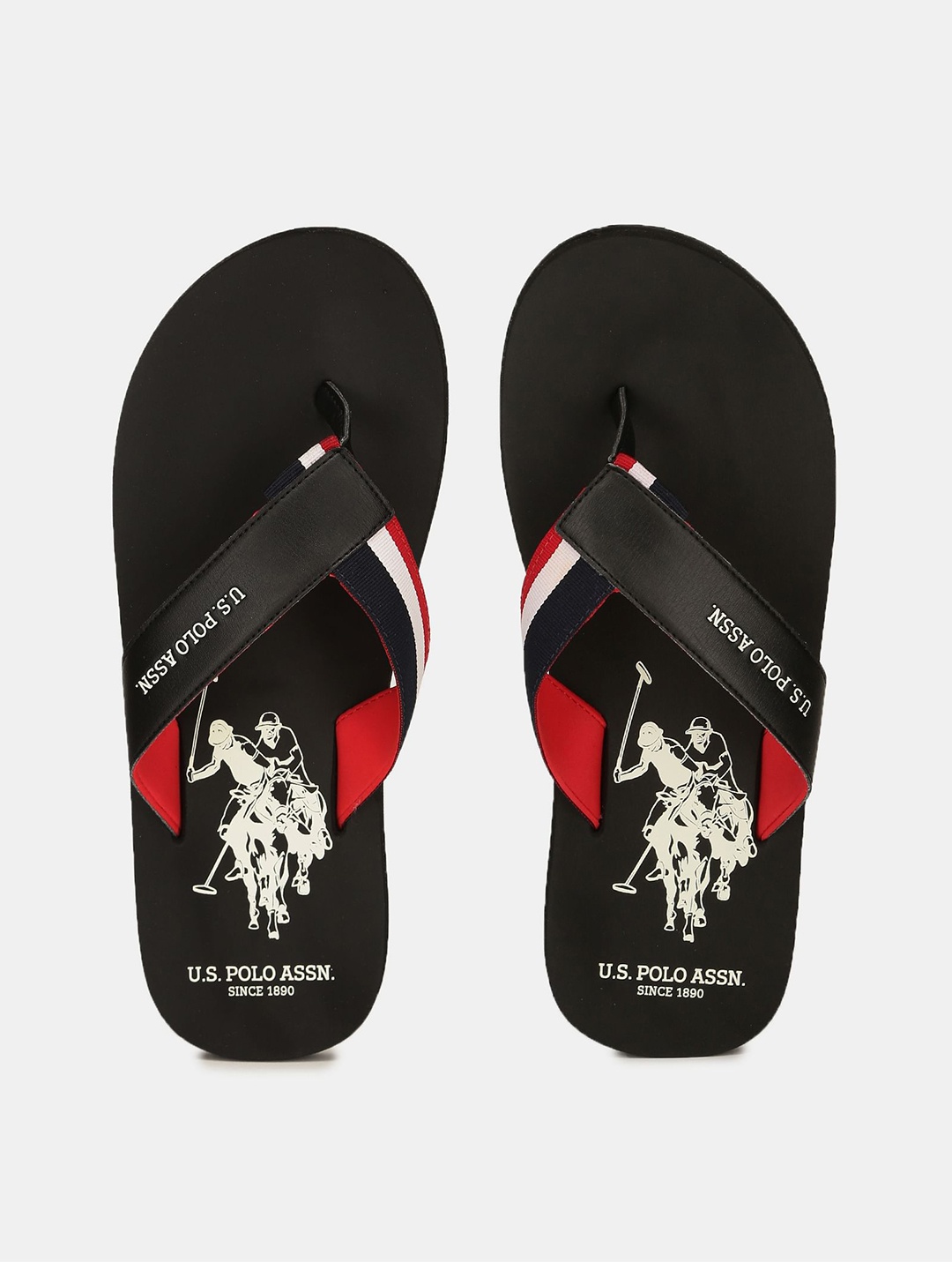 

U S Polo Assn Men Black & Red Printed Thong Flip-Flops