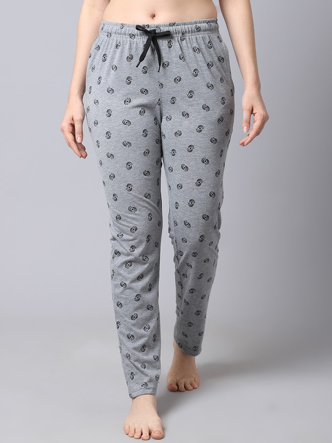 

Shararat Women Grey & Black Printed Lounge Pants