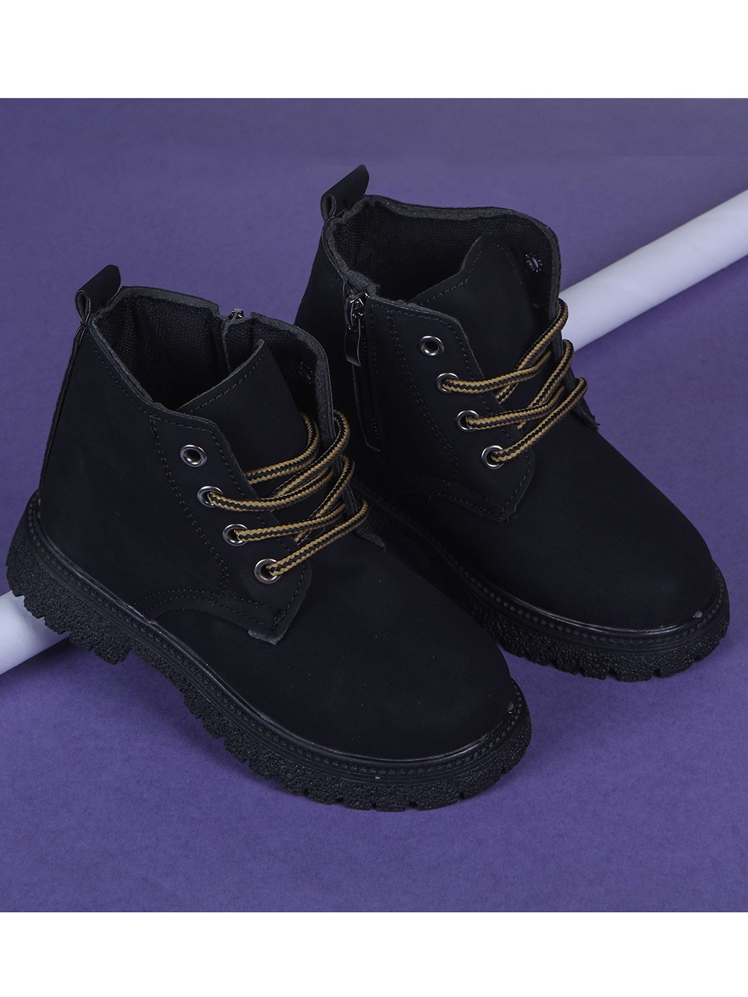 

FEETWELL SHOES Unisex Kids Black PU High-Top Fashion