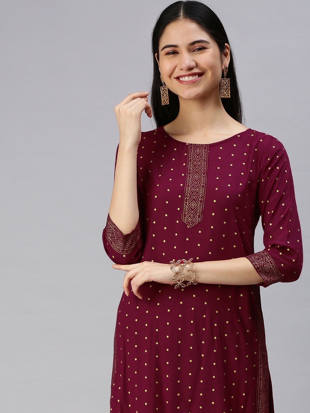 

KALINI Women Maroon Printed Kurta with Trousers