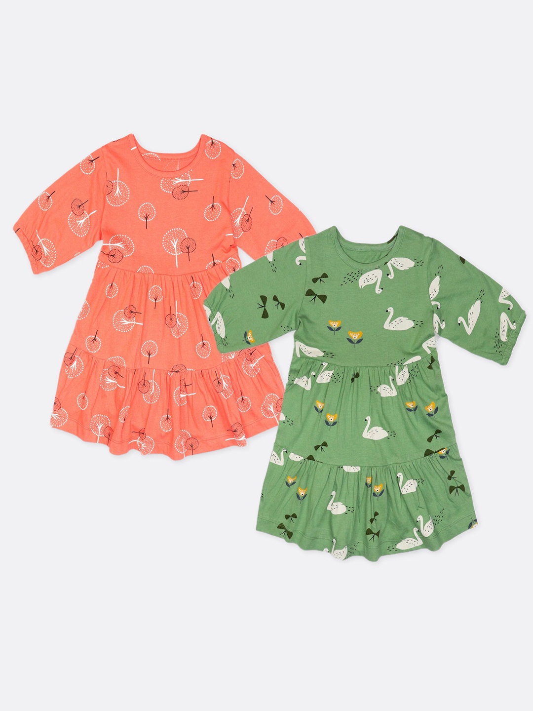 

Little Carrot Pack of 2 Girls Green & Orange Dress