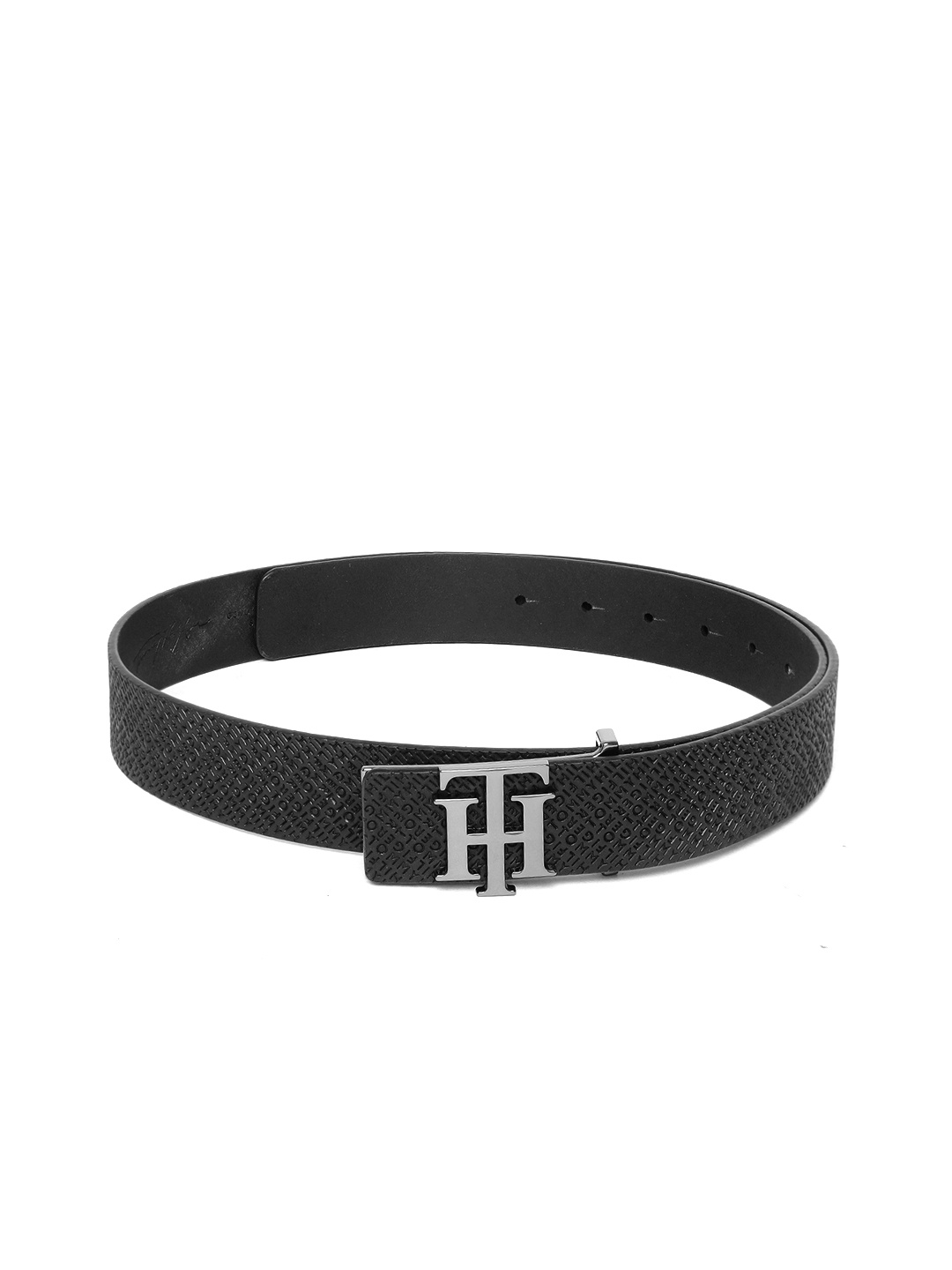 

Tommy Hilfiger Men Black Textured Leather Belt