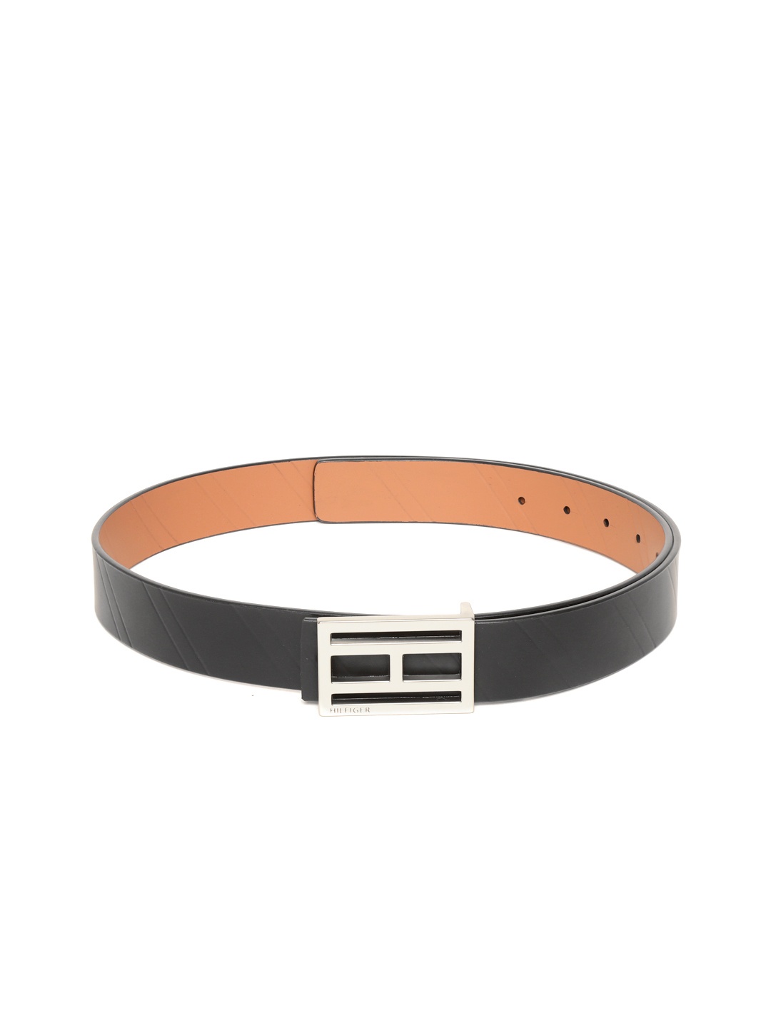 

Tommy Hilfiger Men Black & Tan Reversible Textured Leather Belt