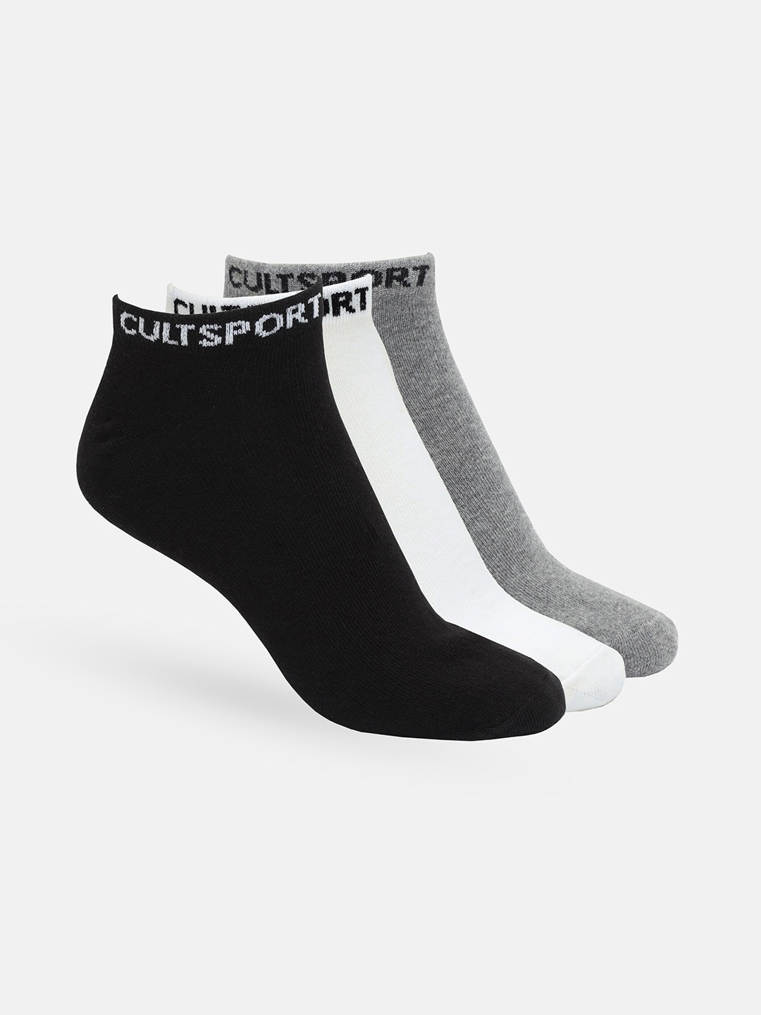 

CULT Men Pack Of 3 Solid Low-Cut Ankle-Length Socks, Black