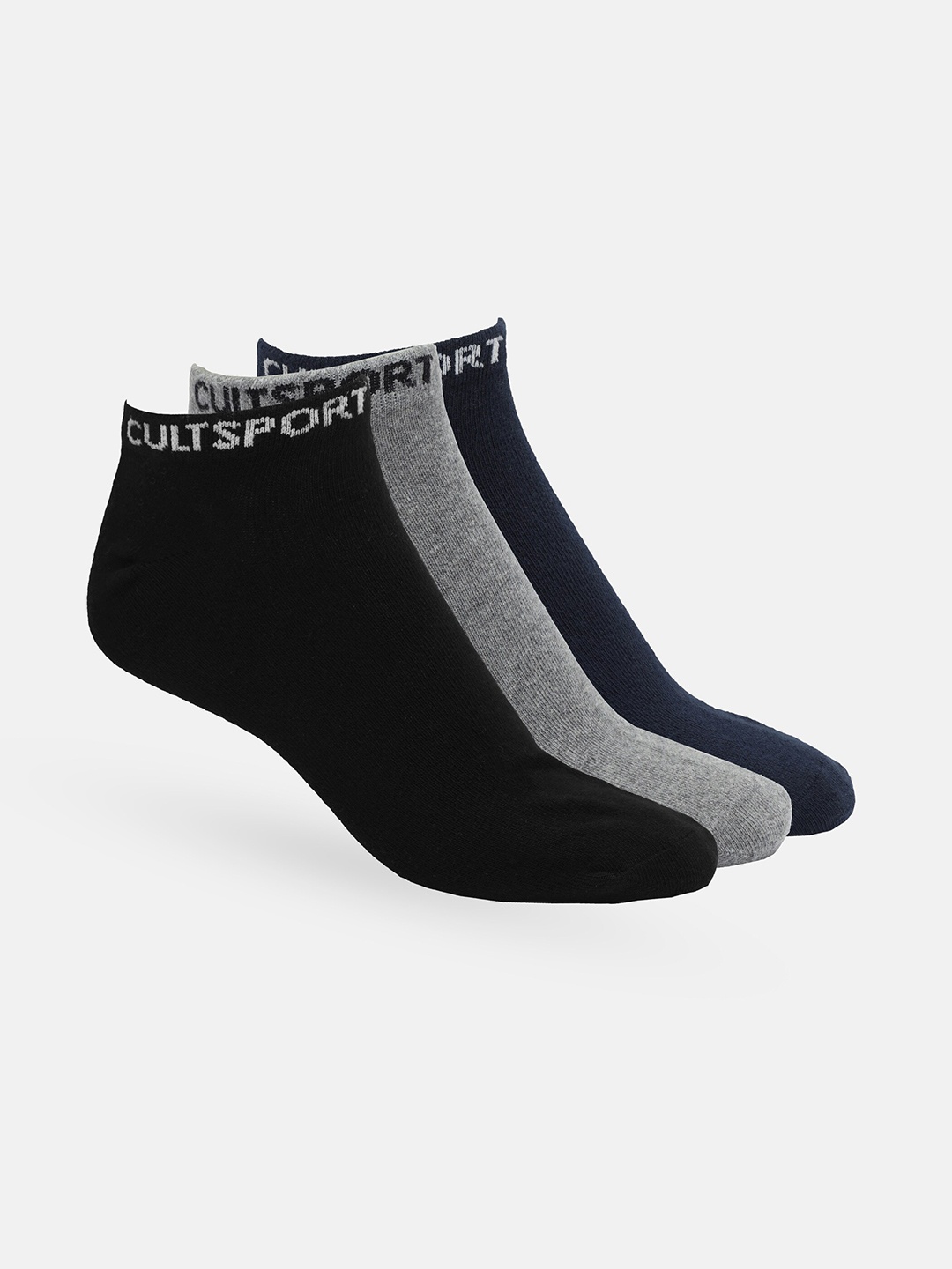 

CULT Men Pack Of 3 Solid Cotton Ankle-Length Socks, Black
