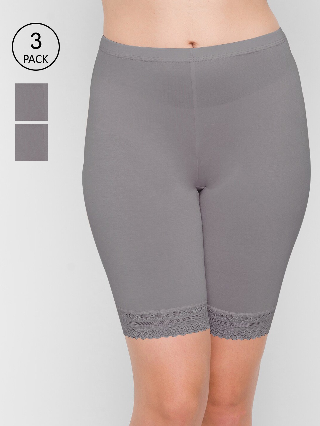 

FashionRack Women Pack Of 3 Grey Cotton Shorts