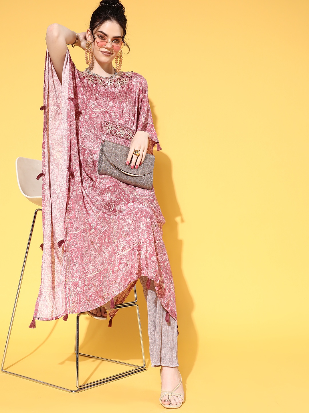 

ZOLA Women Pretty Pink Modal Print Parade Kurta