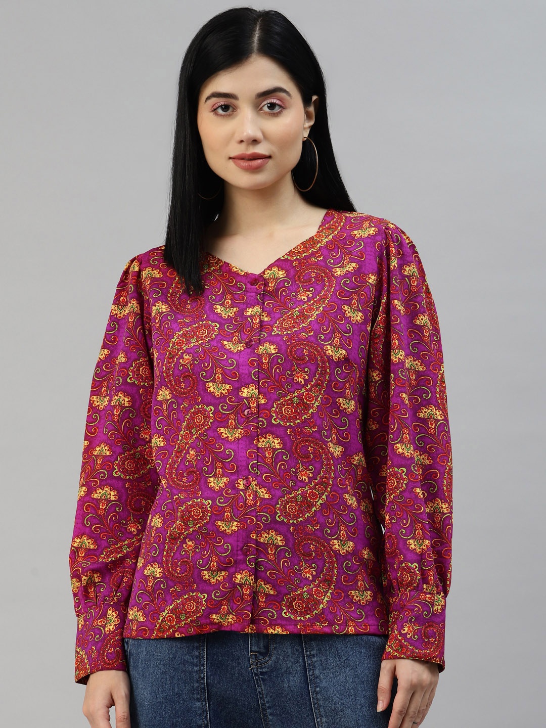 

plusS Women Pink Floral Printed Casual Shirt