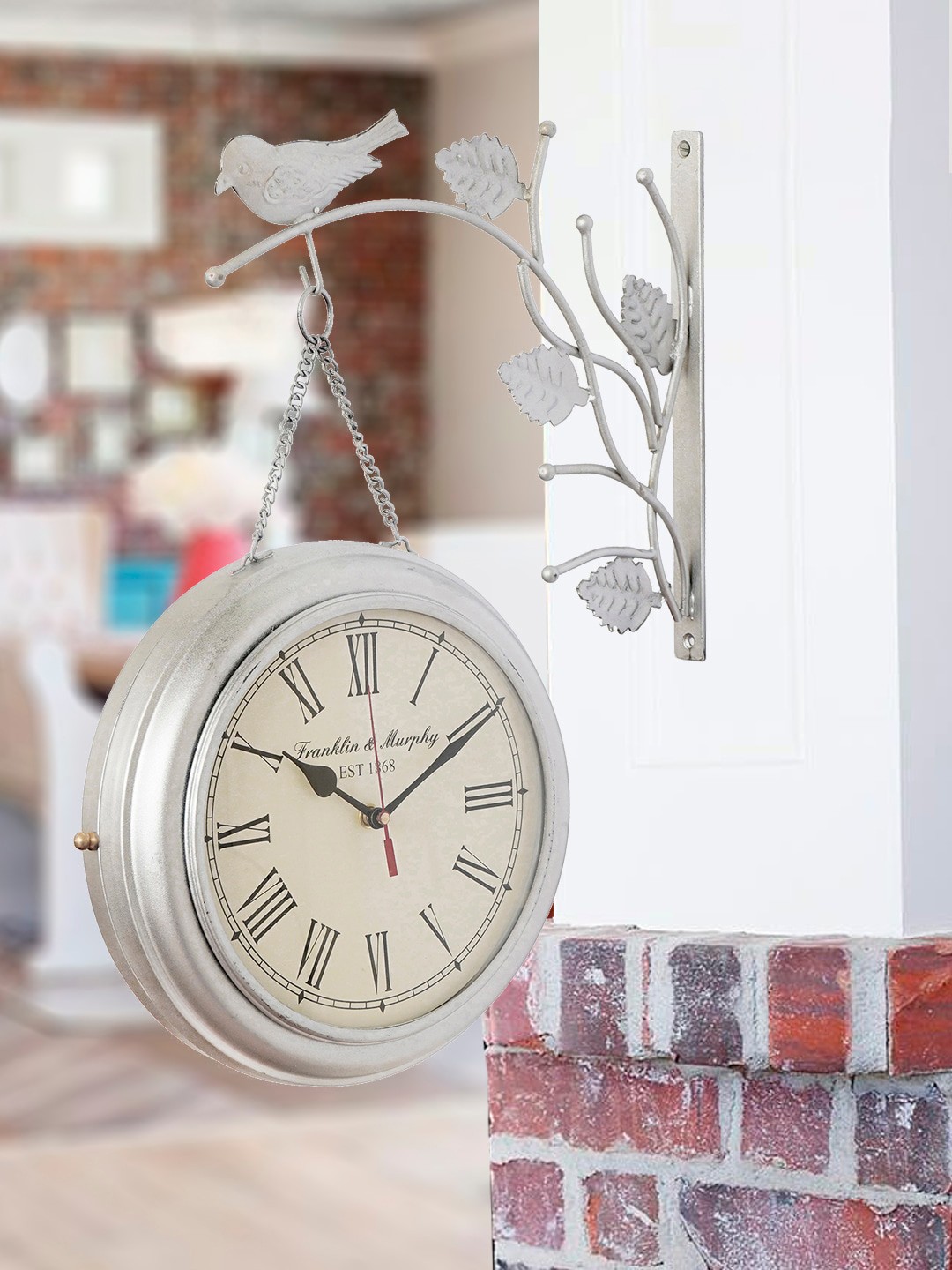 

eCraftIndia Silver-Toned & White Contemporary Wall Clock