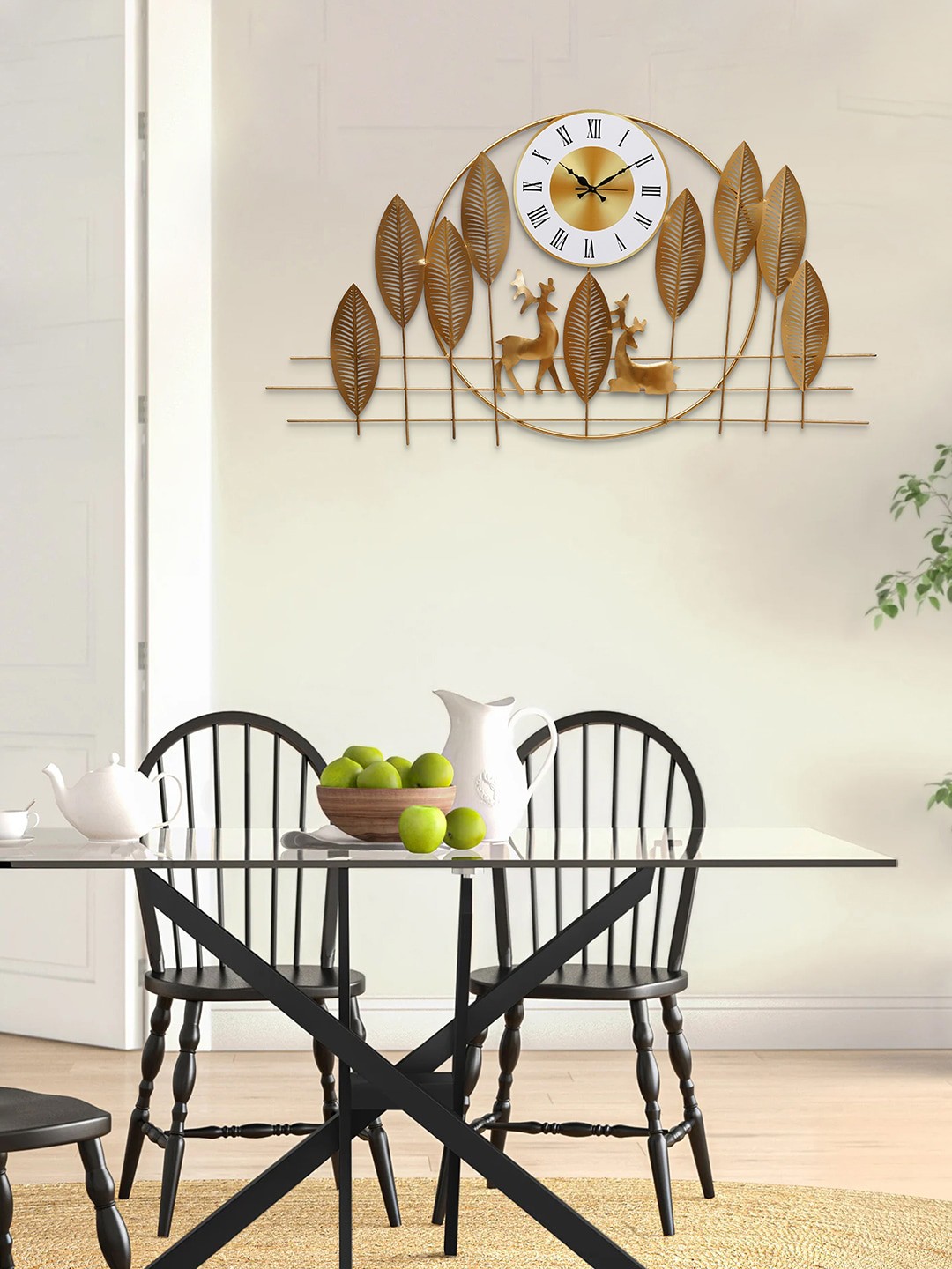 

eCraftIndia Gold-Toned & White Textured Contemporary Wall Clock