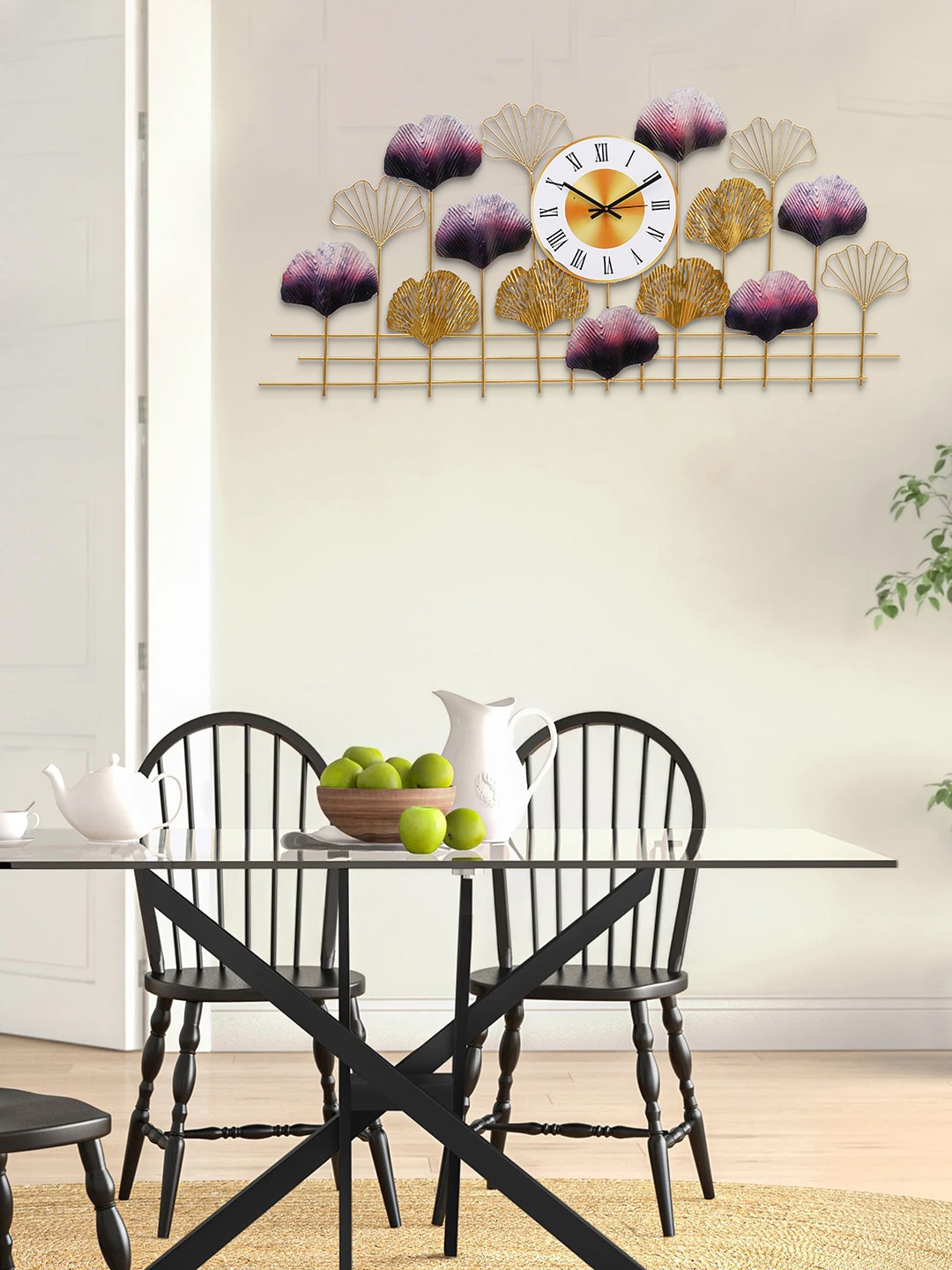 

eCraftIndia Gold-Toned & Maroon Printed Contemporary Wall Clock