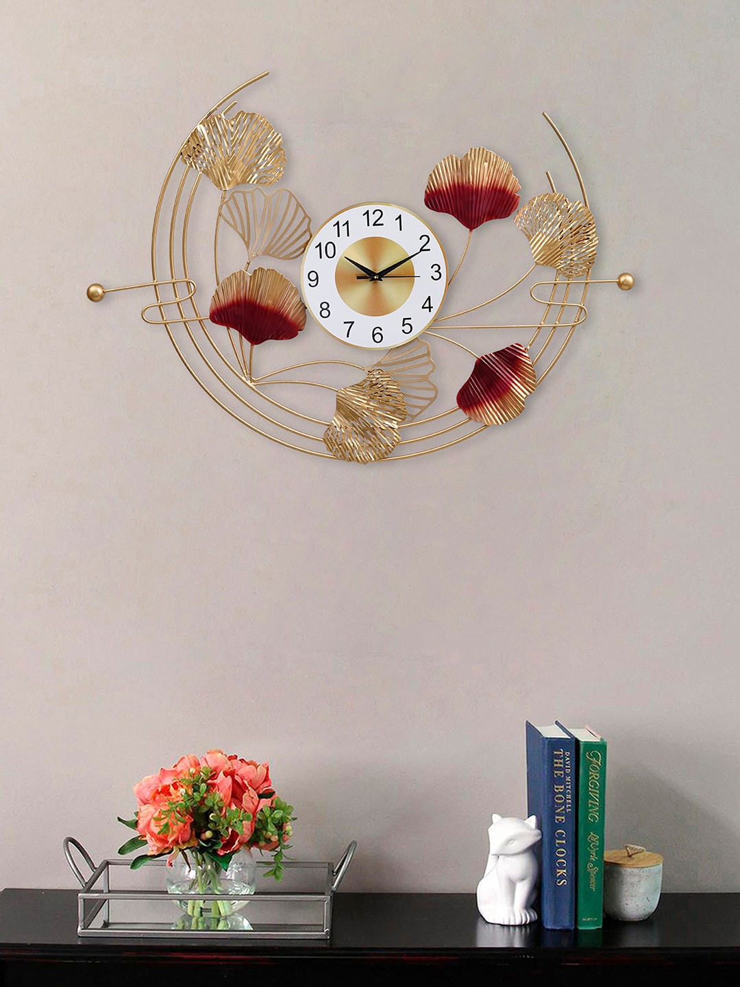 

eCraftIndia Gold-Toned & Copper-Toned Printed Abstract Shaped Contemporary Wall Clock