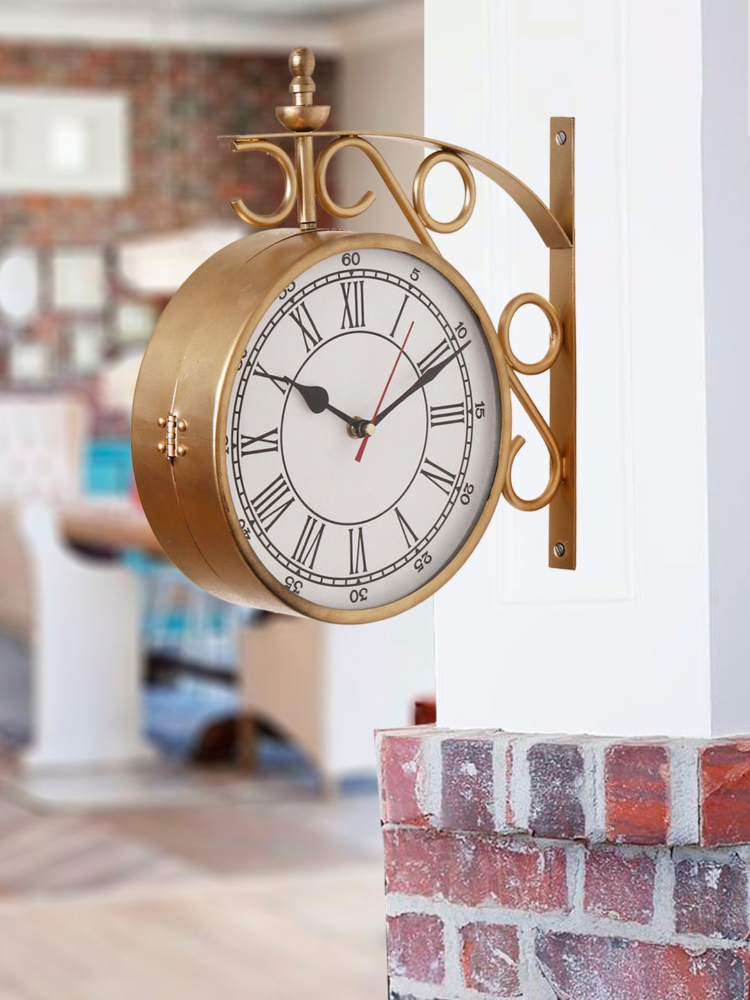 

eCraftIndia Gold-Toned & White Vintage Wall Clock