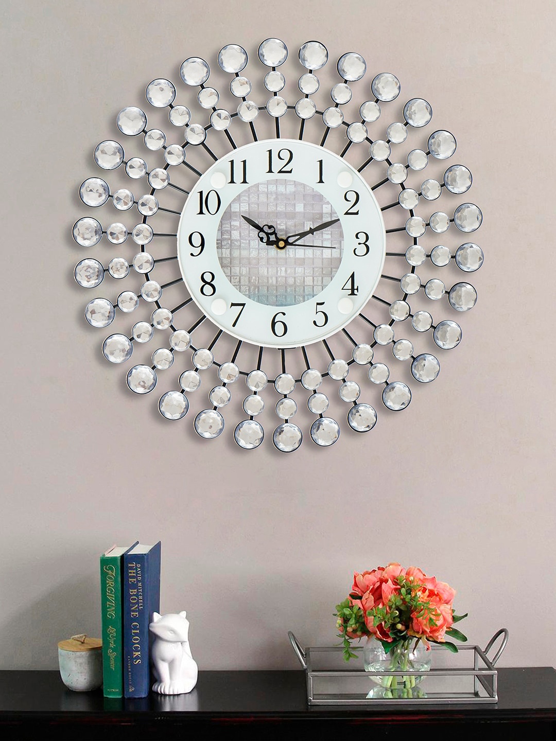 

eCraftIndia Silver-Toned & Black Contemporary Wall Clock