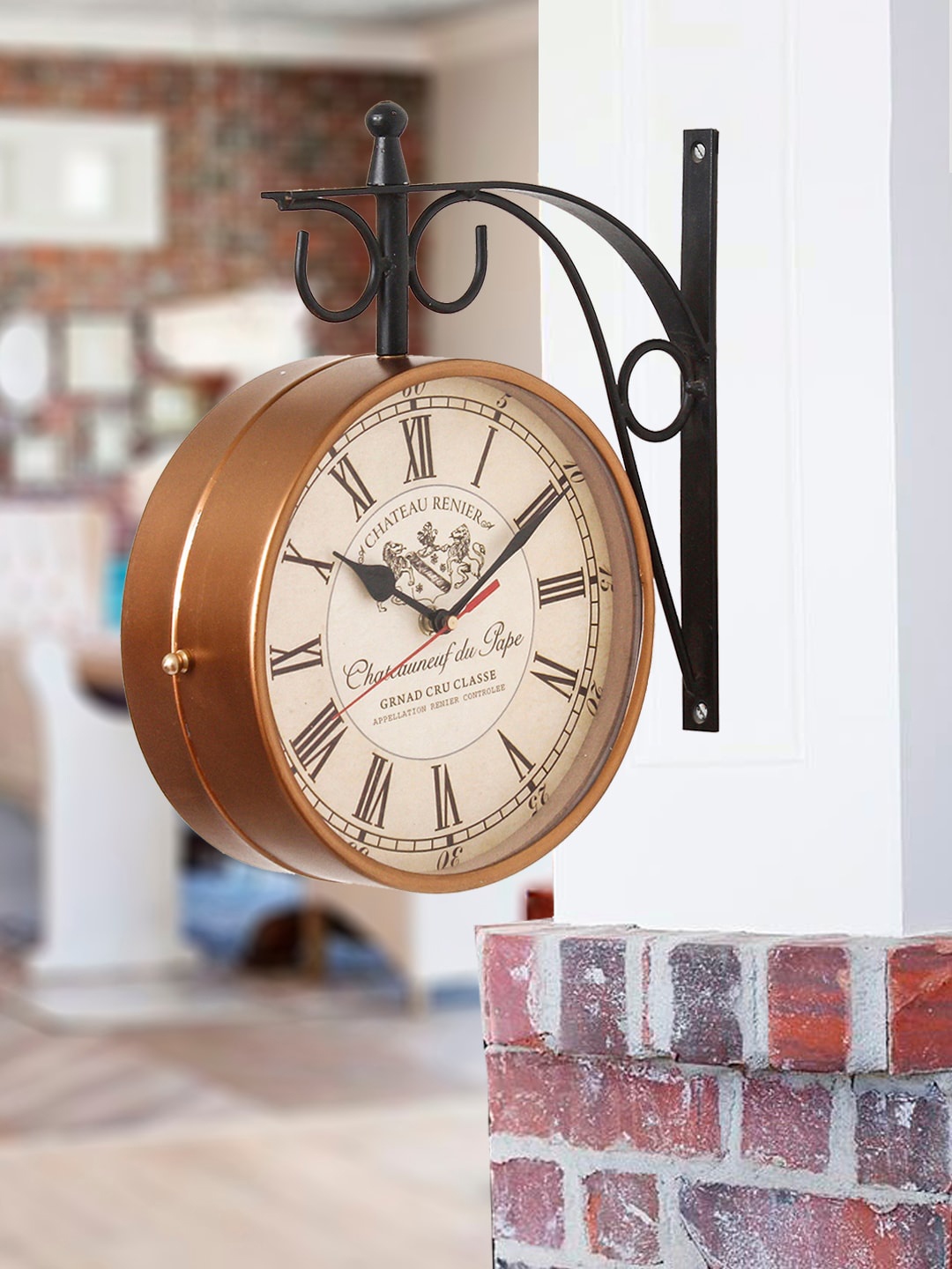 

eCraftIndia Black & Copper-Toned Vintage Wall Clock