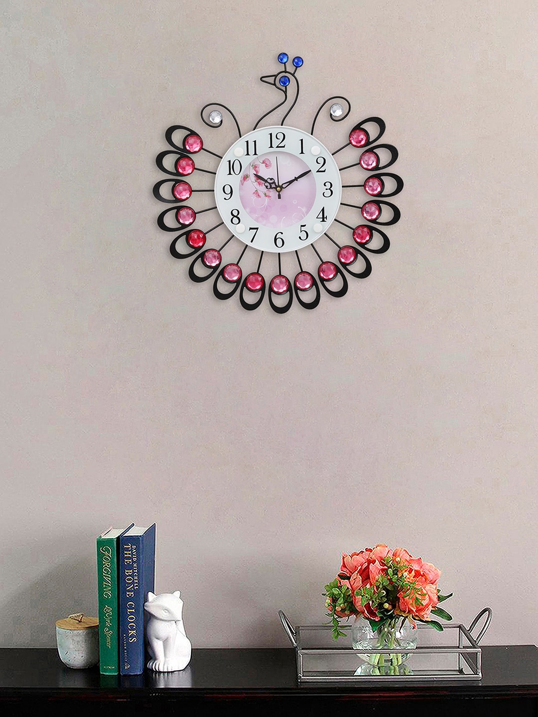 

eCraftIndia Pink & Black Embellished Bird Shaped Contemporary Wall Clock