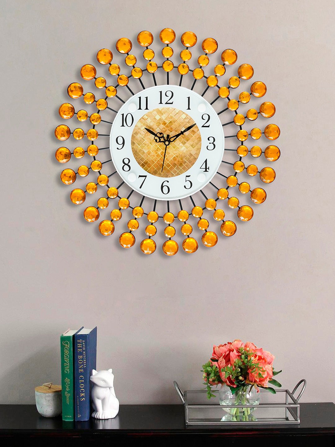 

eCraftIndia Yellow & Black Embellished Contemporary Wall Clock