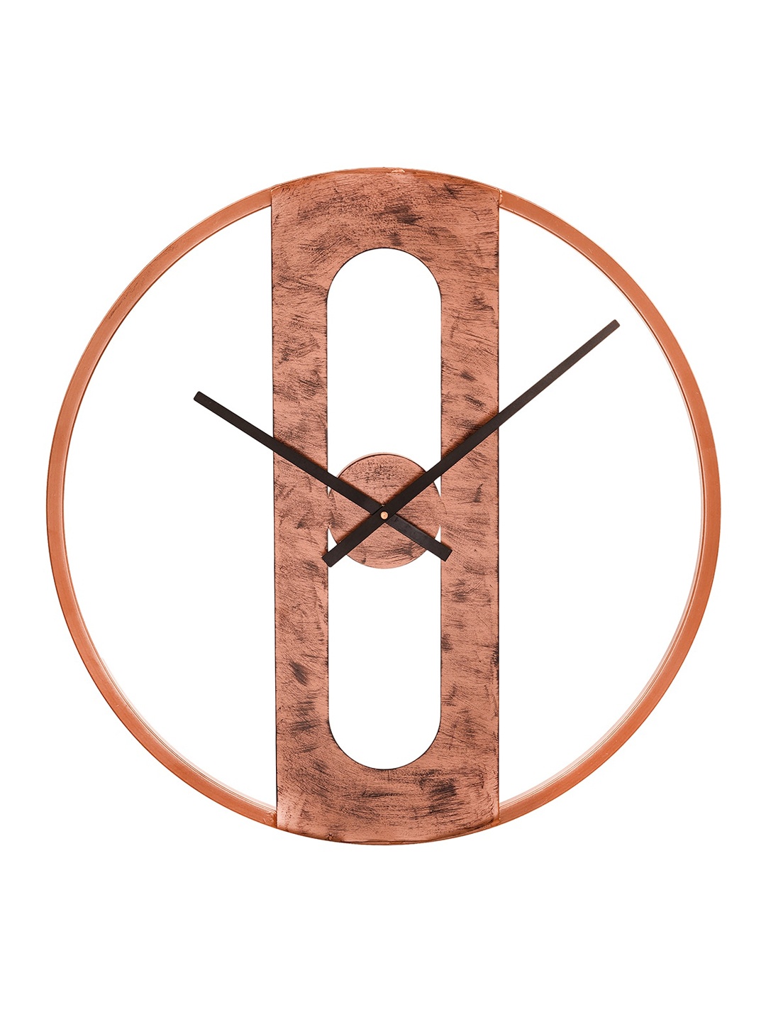 

eCraftIndia Copper-Toned & Black Iron Round Designer Wall Clock without Glass