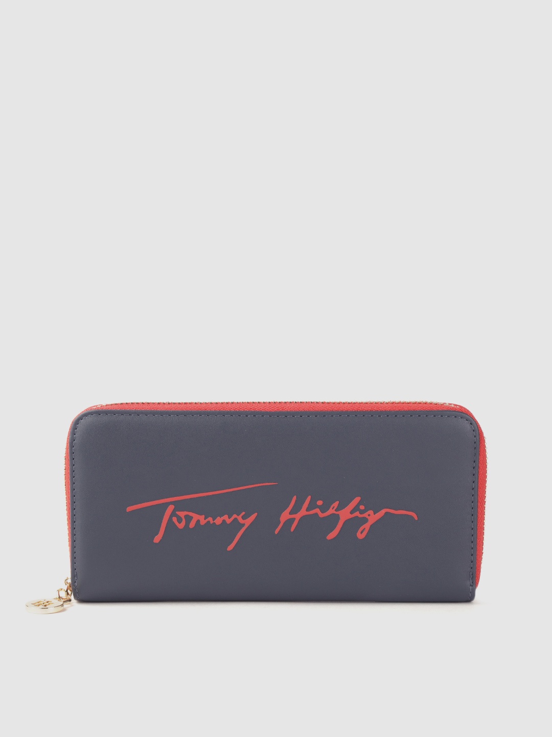 

Tommy Hilfiger Women Navy Blue & Red Printed Zip Detail PU Zip Around Wallet