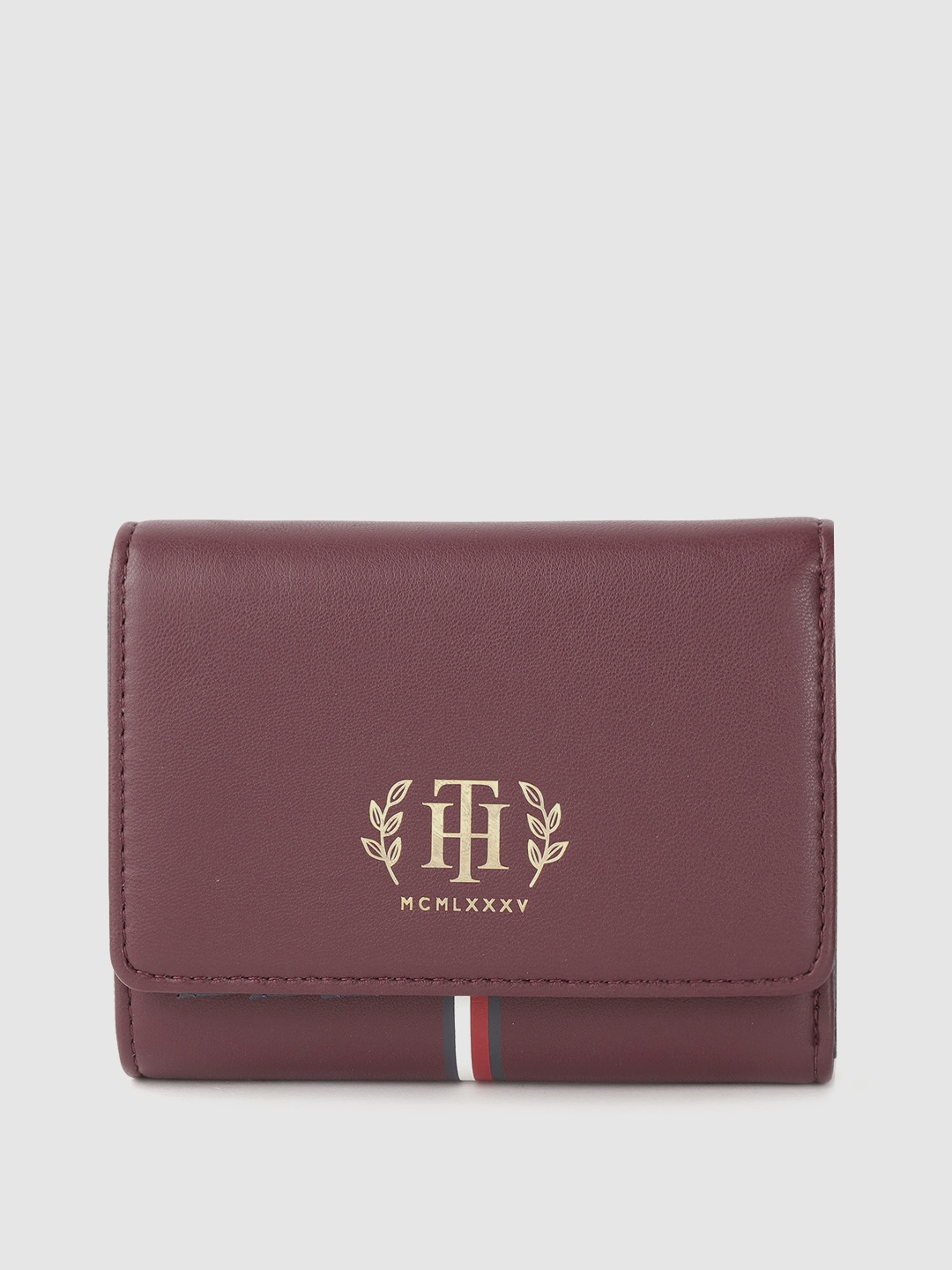 

Tommy Hilfiger Women Red Logo Printed PU Three Fold Wallet