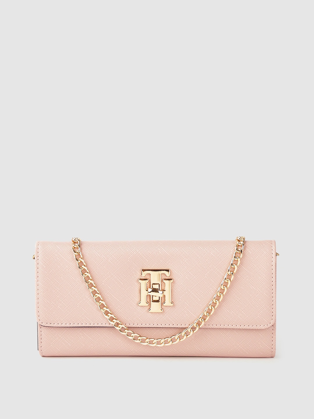 

Tommy Hilfiger Women Peach-Coloured Textured PU Two Fold Wallet