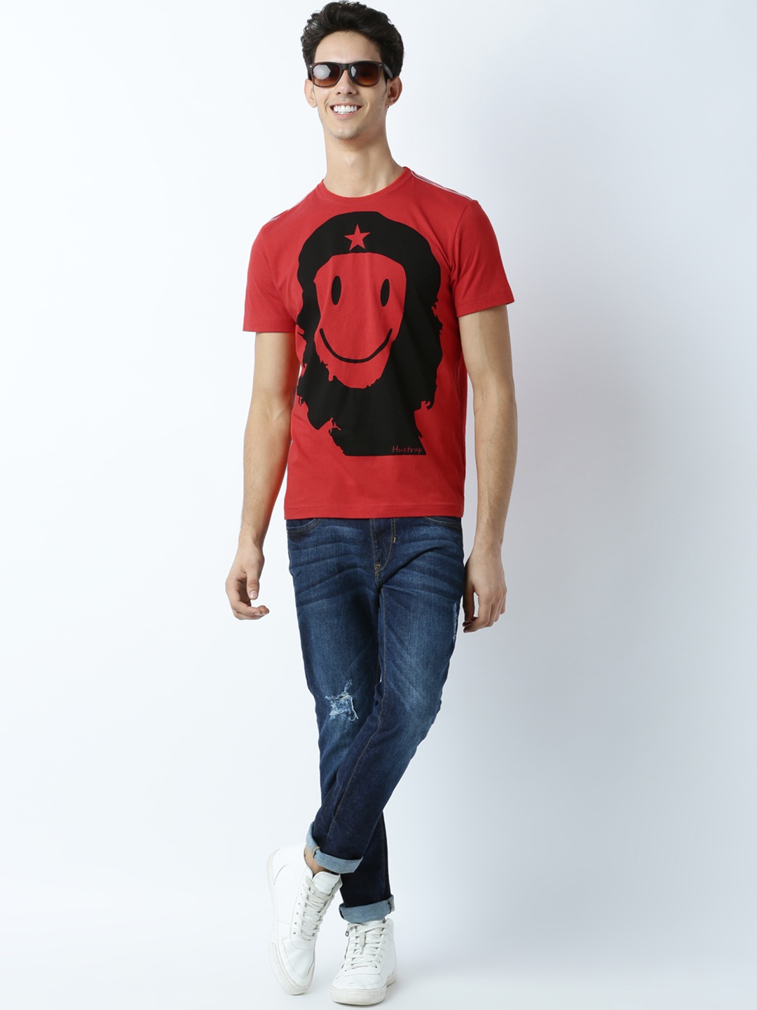 

Huetrap Men Red Printed Round Neck T-shirt